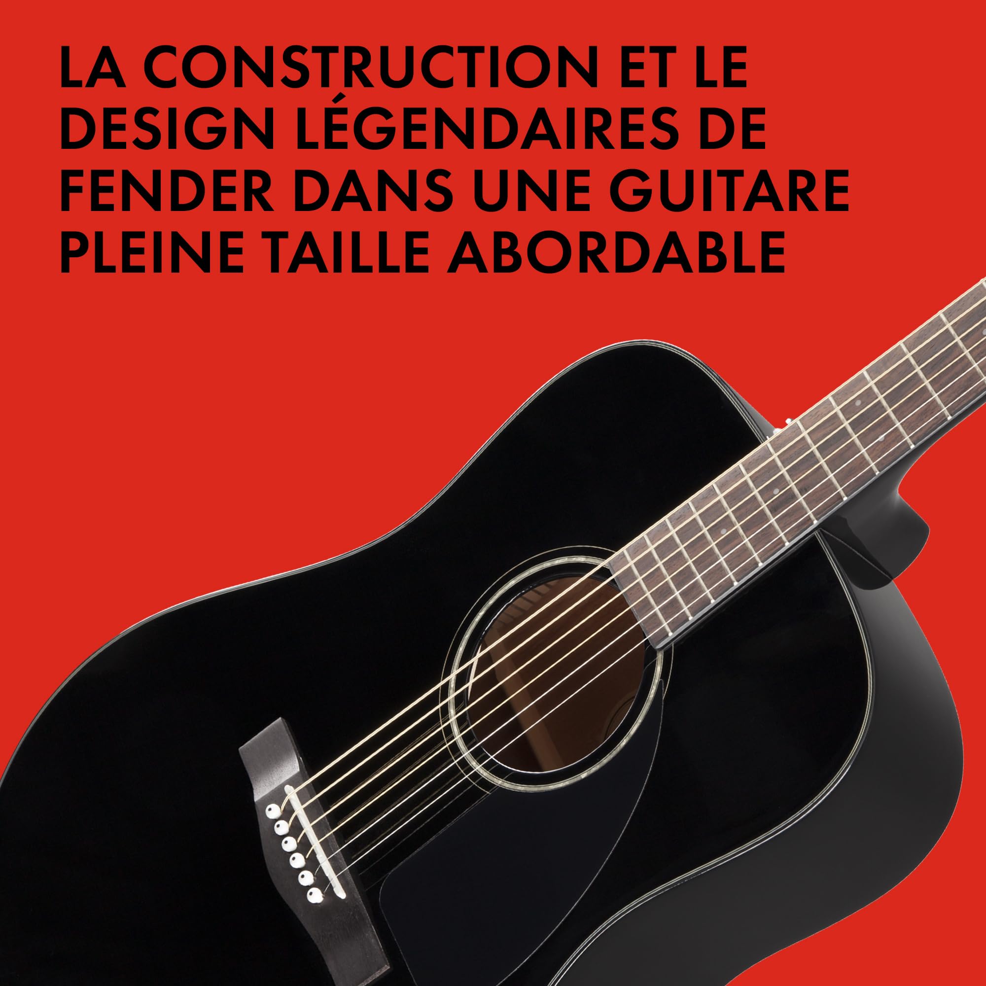 Fender Guitare Acoustique CD-60 Dreadnought V3, Touche en Noyer, Noir, Idéale pour les Guitaristes Débutants et Intermédiaires, Incluant des Cours Virtuels Gratuits sur Fender Play