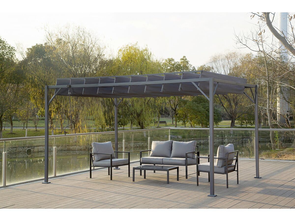 Habitat et Jardin Pérgola bioclimática de Tejido <> 3x4 m - Antracita