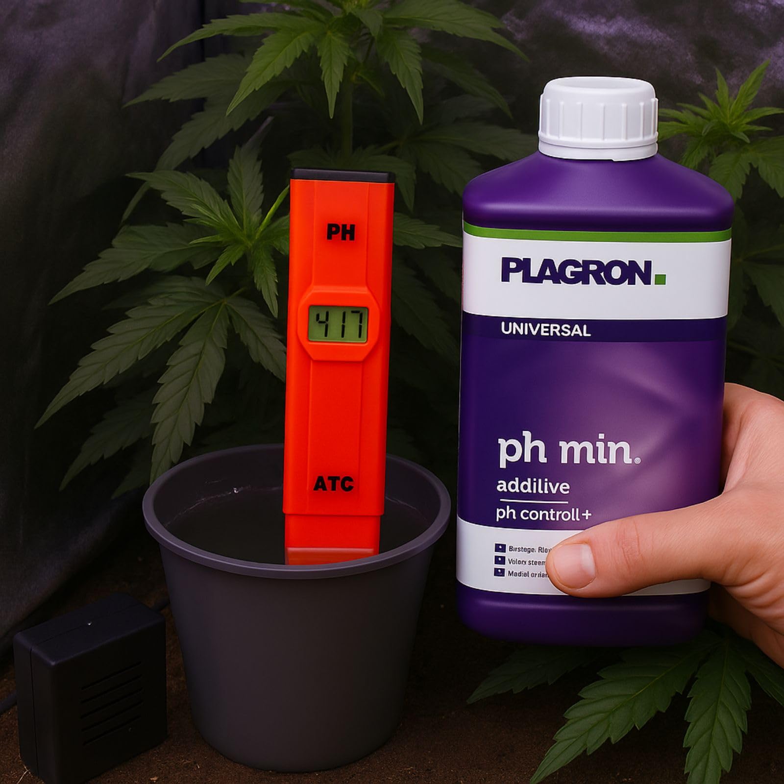 Weedness Plagron pH- Minus 500 ml + pH-Messgerät - ph-senker Grow Anbau Indoor Dünger Flüssig Down Granulat Pflanzen