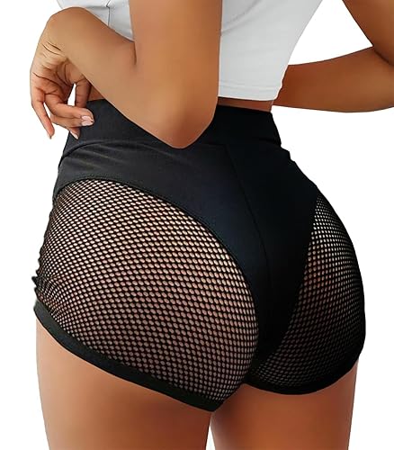 BZB Women's Cut Out Yoga Shorts Scrunch Booty Hot Pants High Waist Gym Workout Active Butt Lifting Sports Leggings - Small - Xy-black