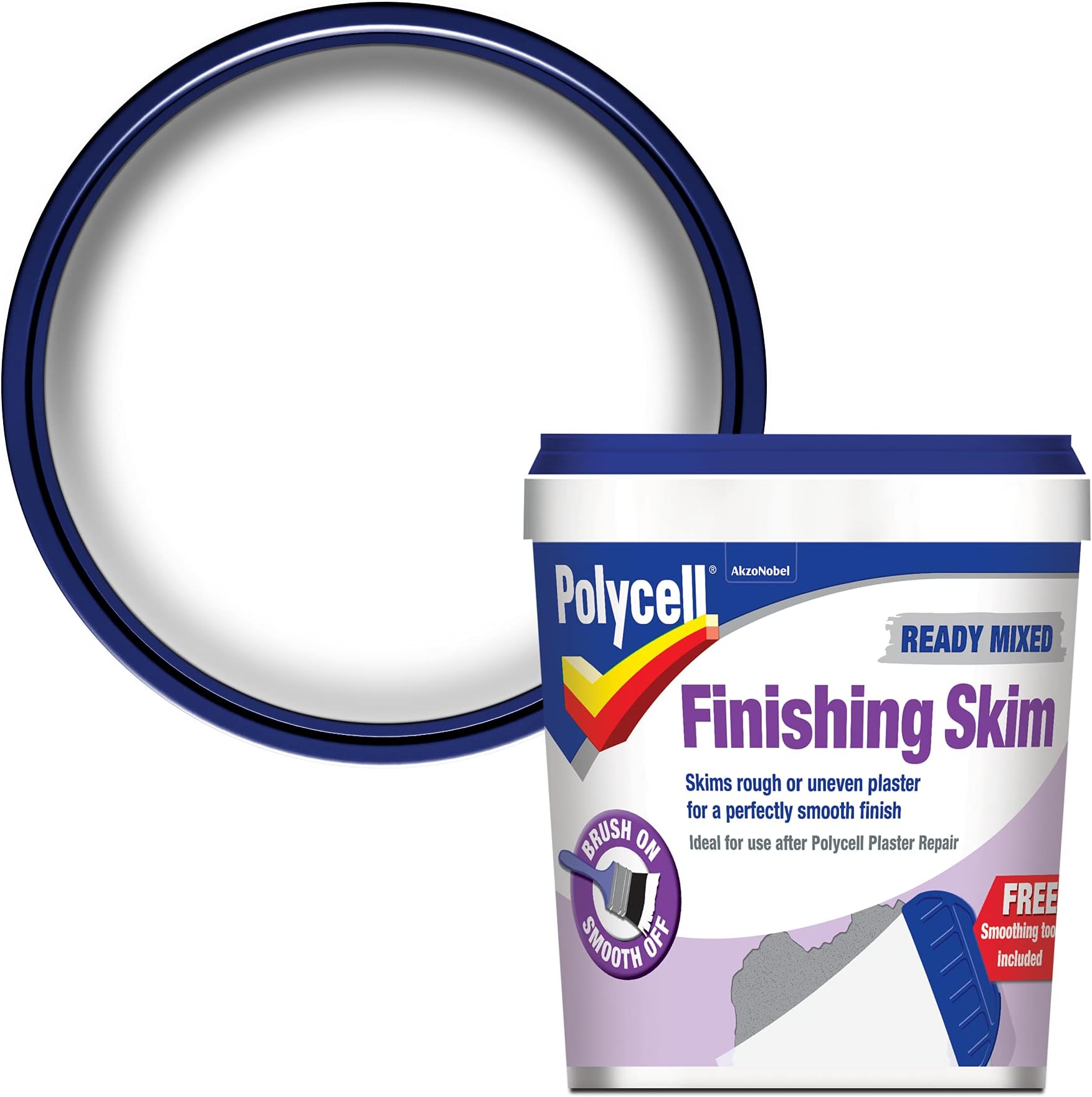 20218 1 L Ready Mixed Tub Finishing Skim Polyfilla - Grey