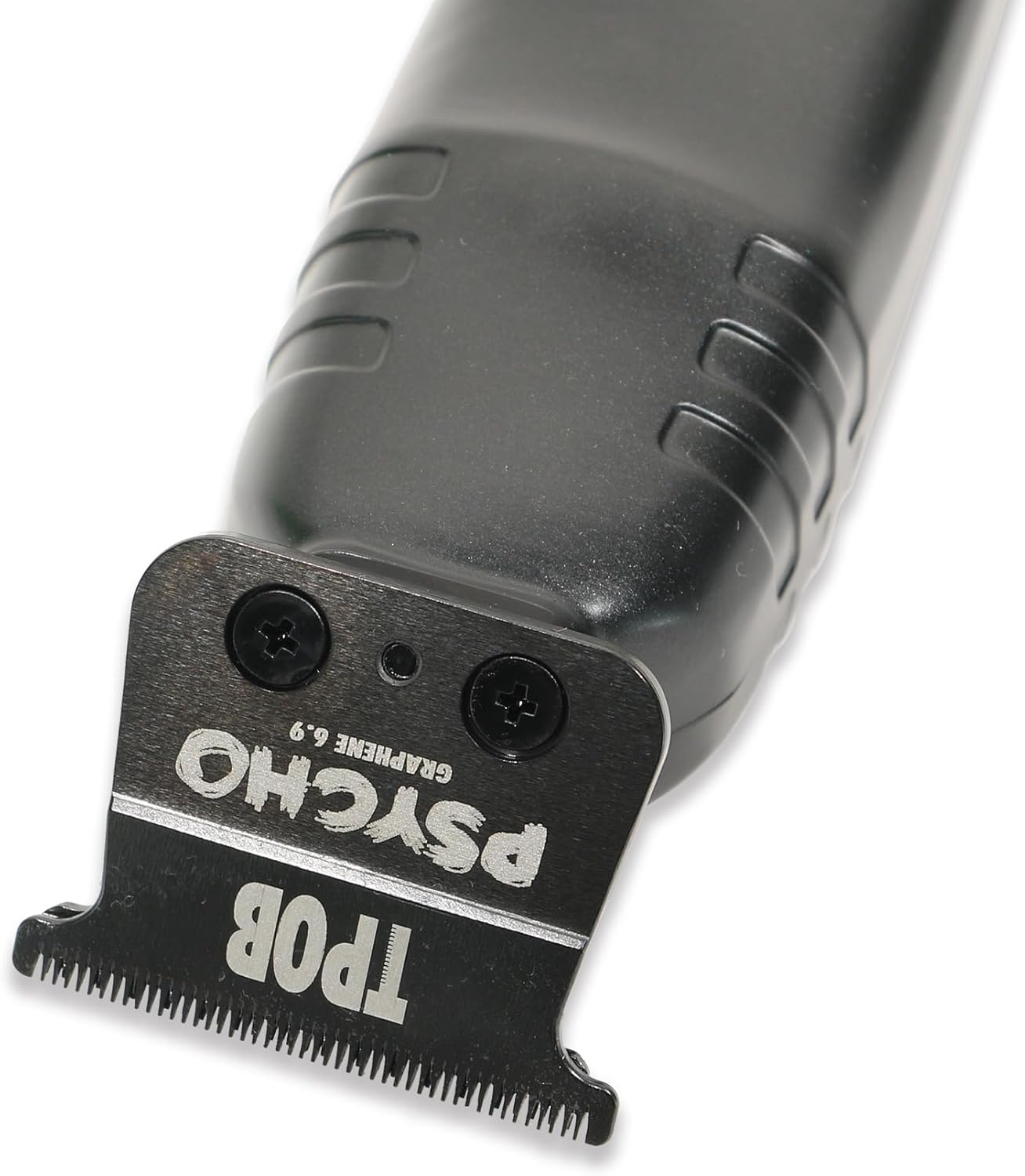 Close-up of the TPOB XO Trimmer's Psycho blade with deep teeth.