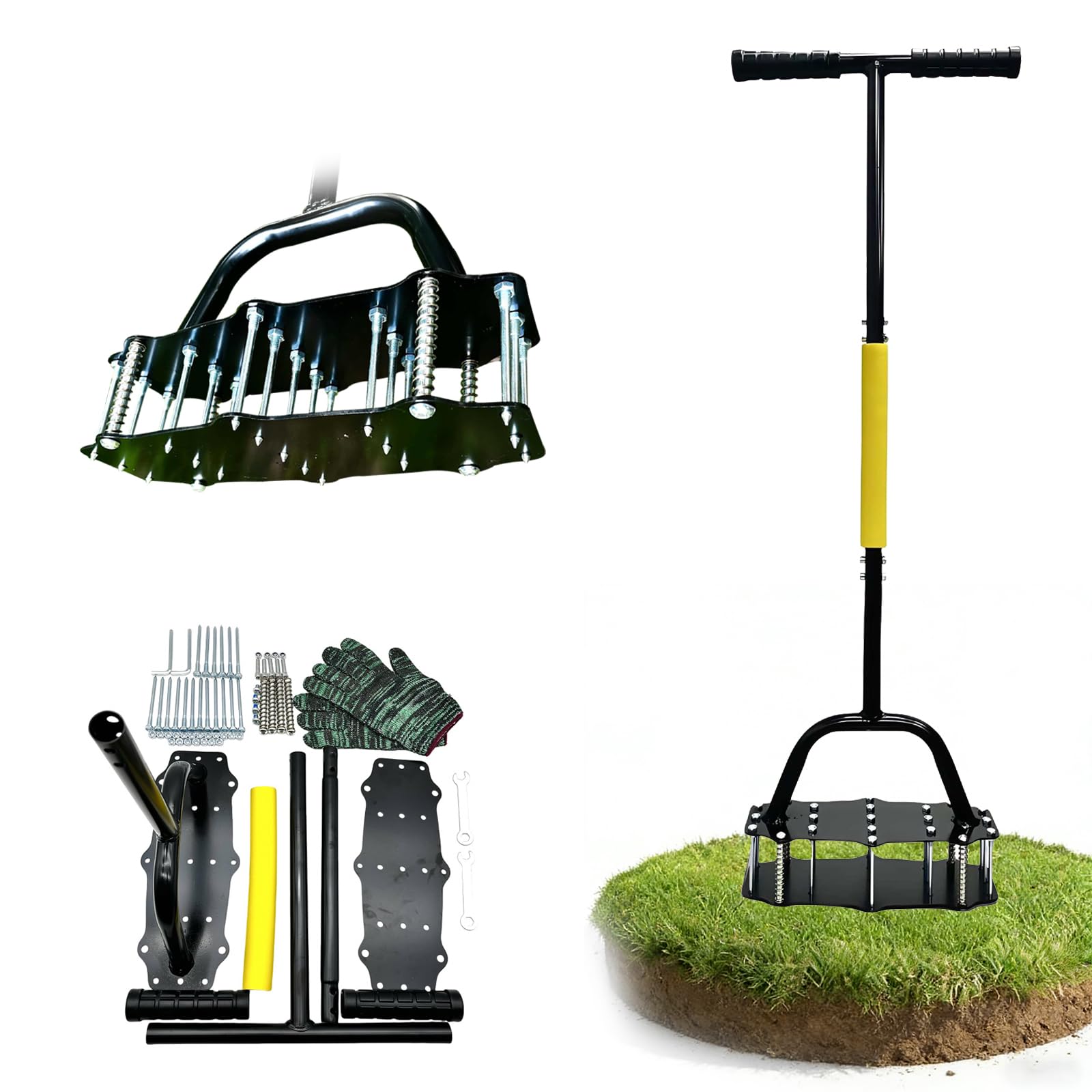 GOURIXIN Arieggiatore per Prato Manuale, Areatore Giardino con Chiodi in Metallo Antiruggine per Erba, Giardino e Cortile per l'Arieggiatura Manuale del Terreno