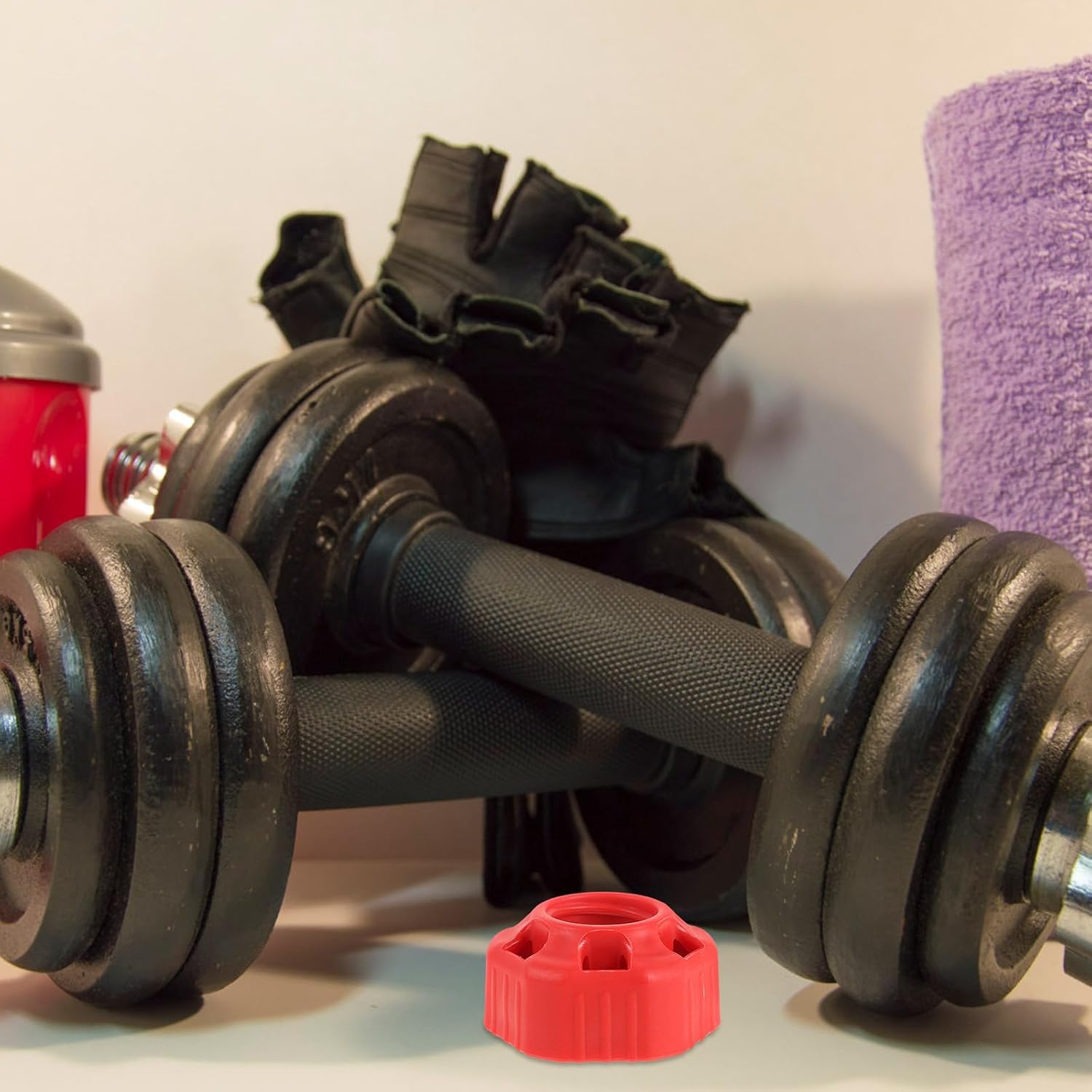 BESTonZON 10 Set Anti-loosening Dumbbell Collars with Stable Locking Mechanism and Quick Removal, Red Pp Material Barbell Safety Collars for Weight Lifting and Home Gym Use
