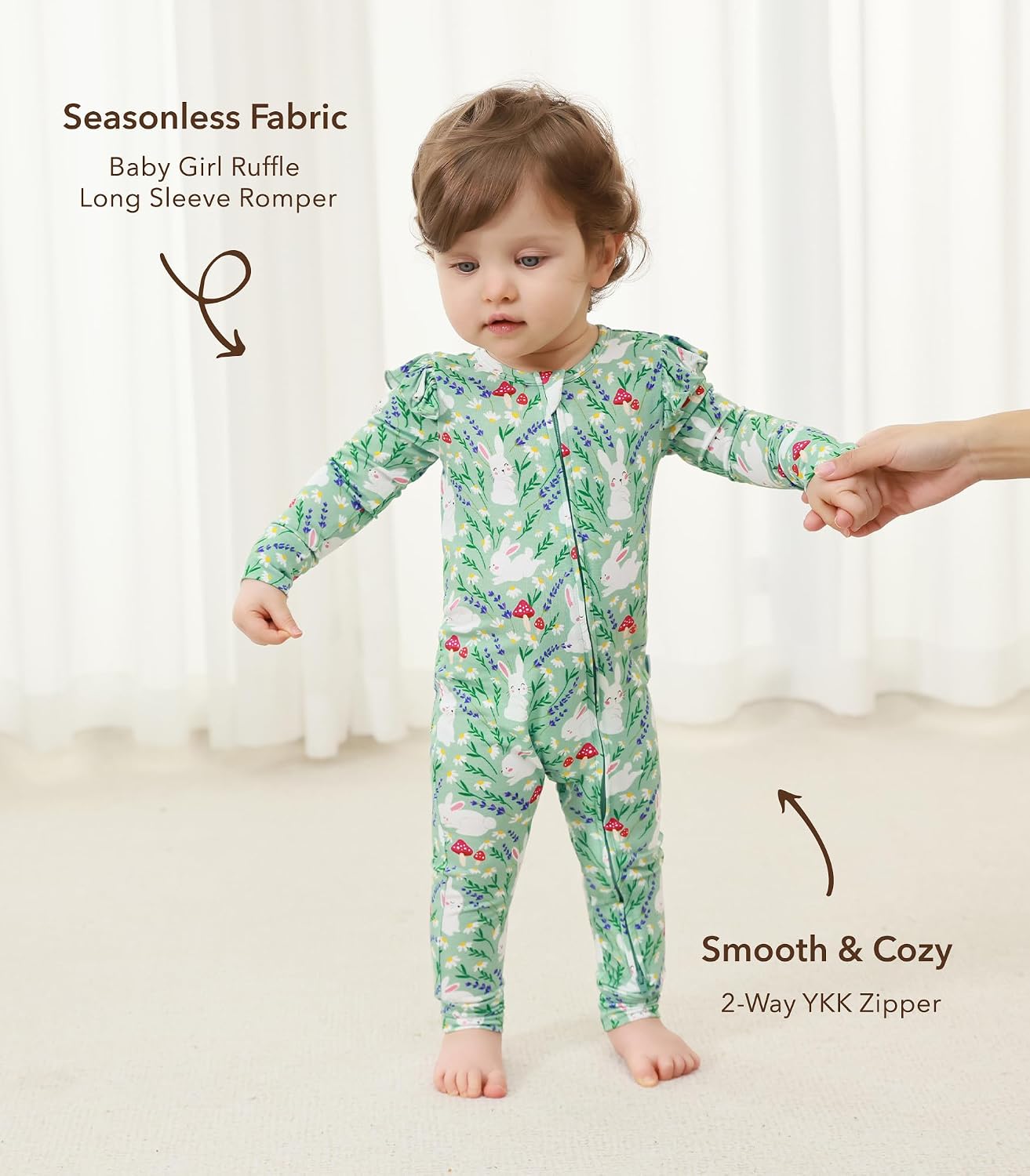 Baby Girl Romper Toddler Infant Girls Long Sleeve Pants Jumpsuit One Piece Soft Comfy Outfit Bamboo Viscose