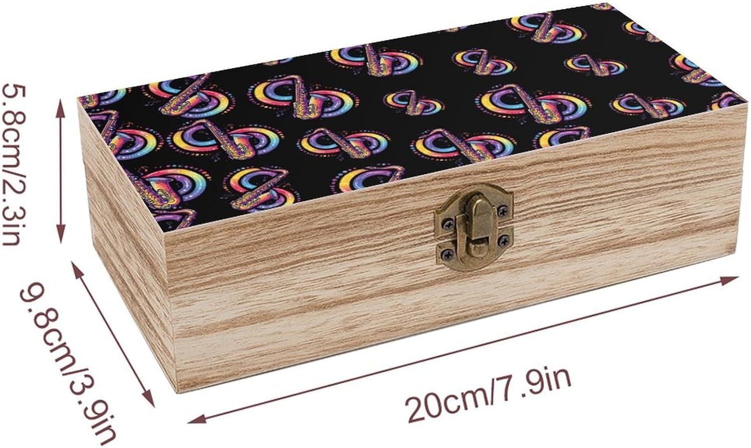Saxophonist Music Notes Saxophone Wooden Box with Lid Storage Makeup Craft Jewelry Organizer Boxes Home Decor image 2
