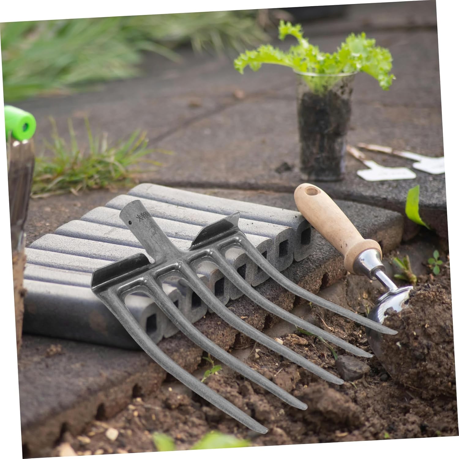 Manure Fork Replacement Head Steel Agricultural Fork for Efficient Soil Aeration and Loosening for Deep Plowing and Harvesting Compatible with Handles