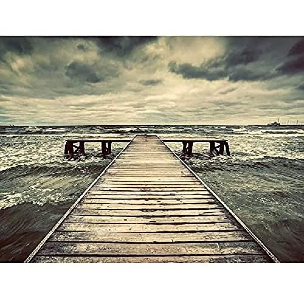 Pier With Storm Clouds Unframed Art Print Poster Wall Decor 12x16 inch