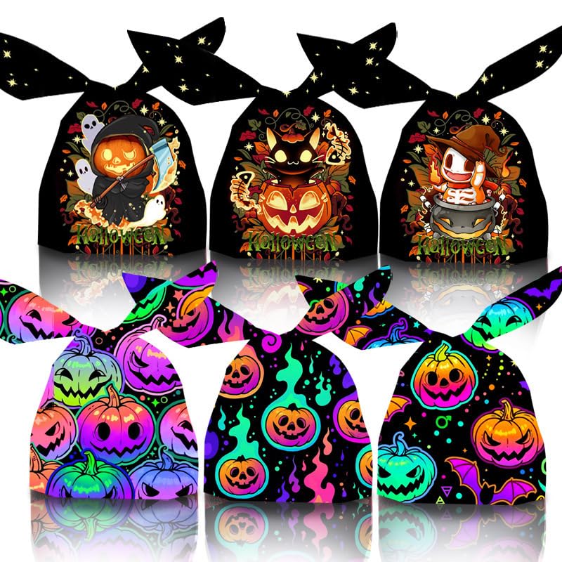Sacos doces Halloween, panemy sacos de presente de Halloween, sacos de Halloween carros para festa de Halloween decoração de presente, truque ou tratamento (B)