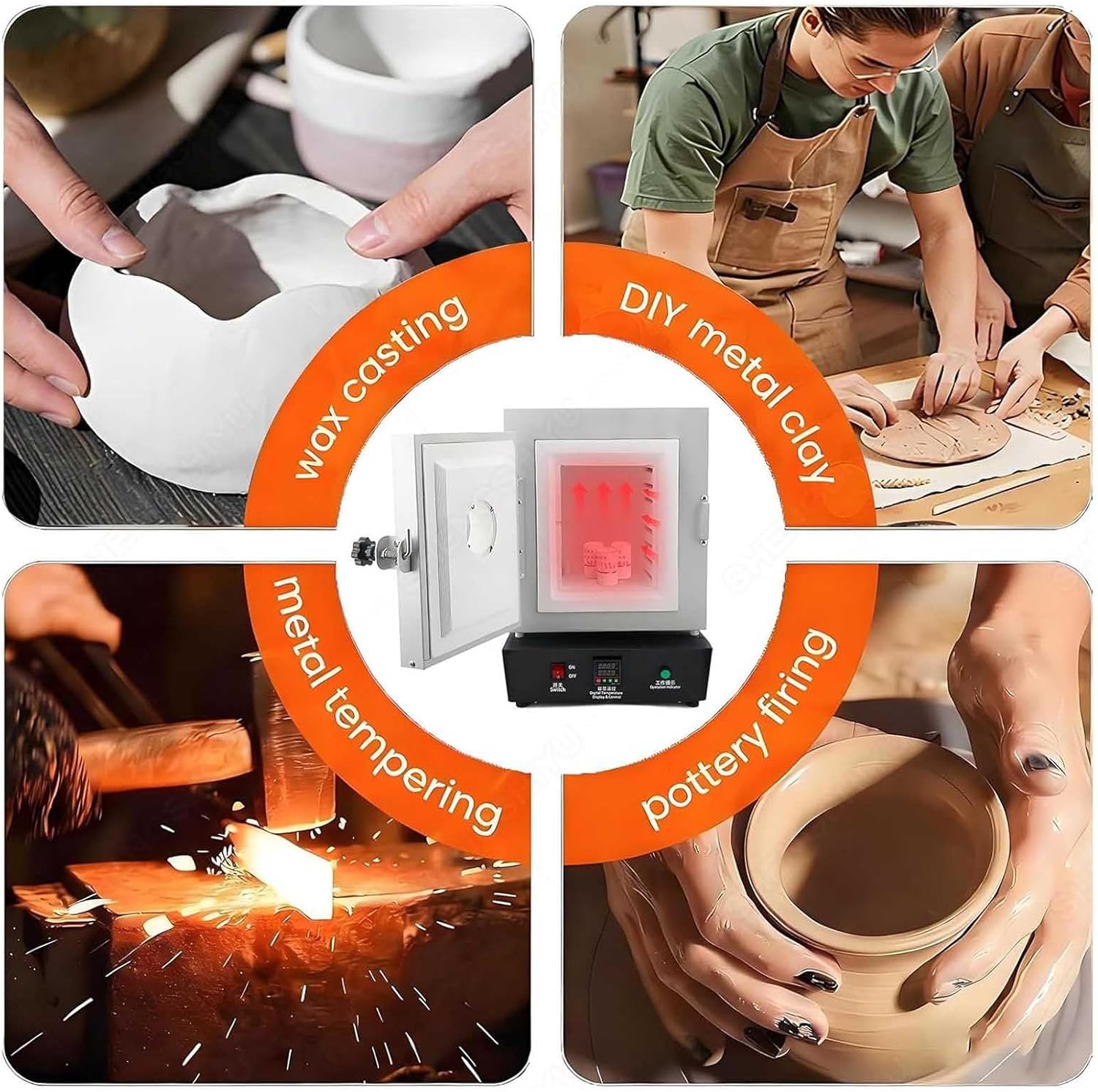 Home Melting Furnace & Ceramic Kiln 1150°C – Digital Temperature Control, Electric Closed Muffle Furnace,Gold Silver Smelting, Pottery Firing, Wax Casting, Jewelry Making – Diy Small Smelting Kiln
