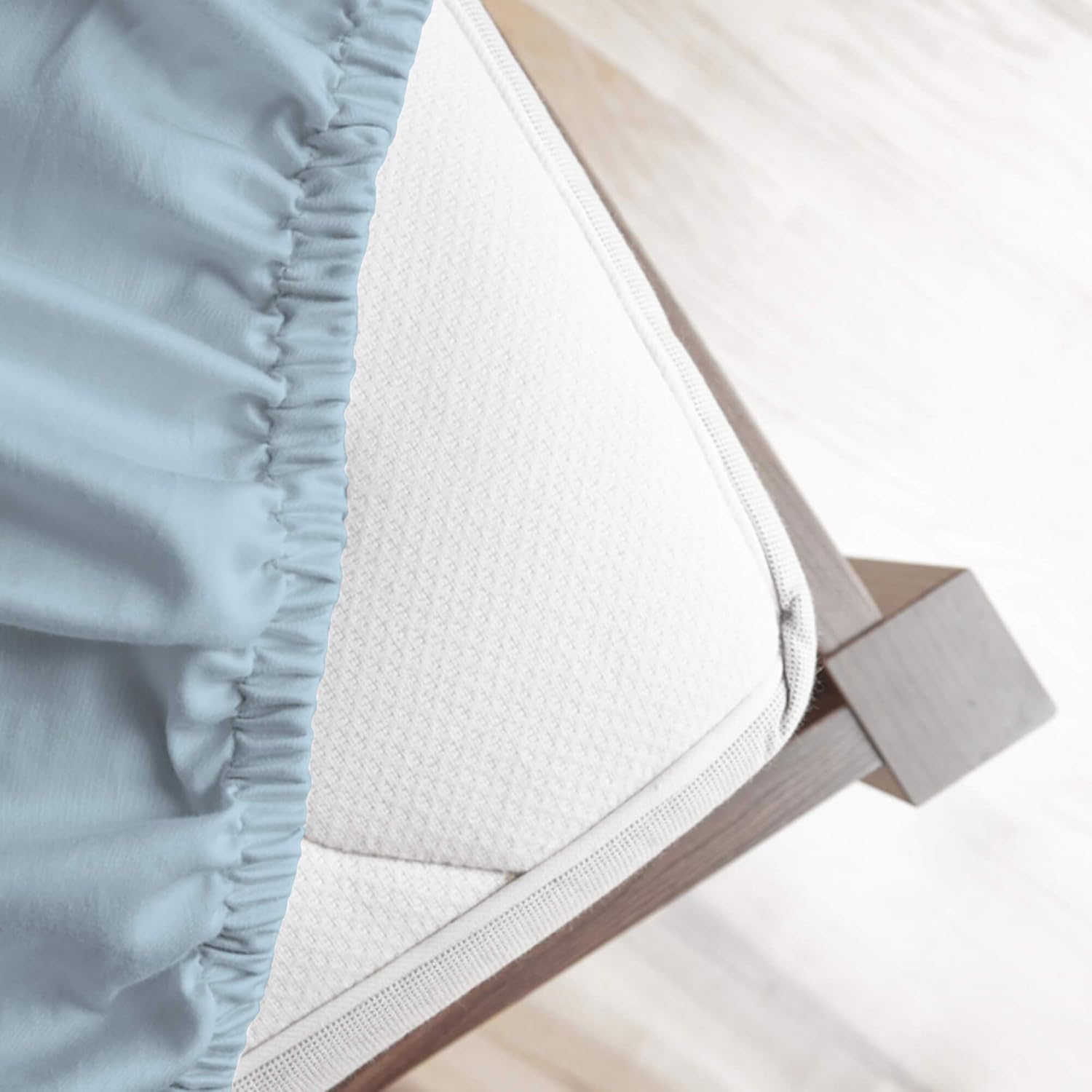 Fab Glass And Mirror 4 PC Combed Cotton Cal King Bed Sheets Set Fits Mattress Upto 16 Inch DEEP Pocket Percale Weave Finish Dyed Light Shade 200 Thread Count Long Staple, Baby Blue, (DYT2-CKSAVF)