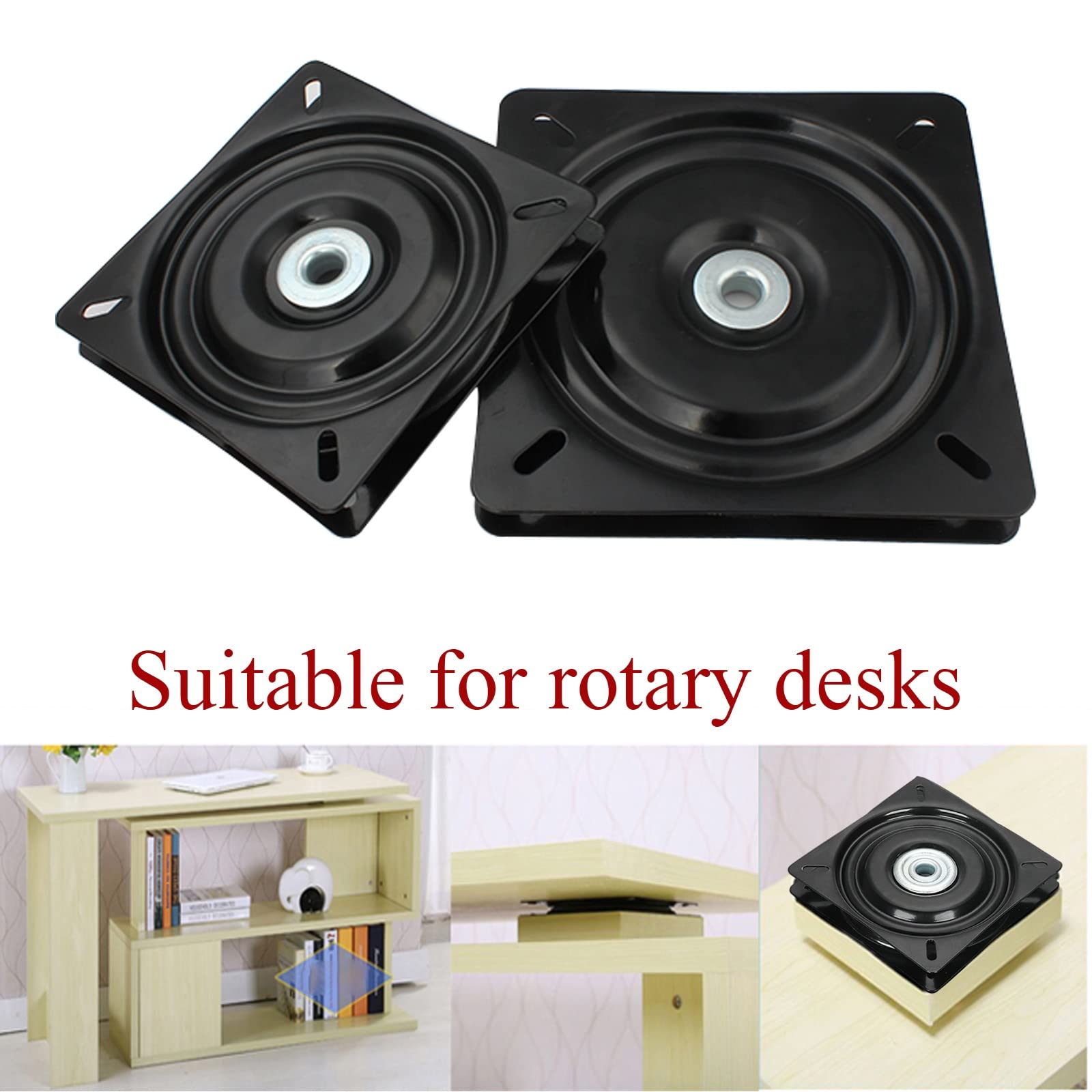 Base girevole con piastra orientabile, Giradischi con cuscinetti a sfera in acciaio laminato a freddo, rotazione di 360 gradi, dimensioni multiple, nero(6inches)