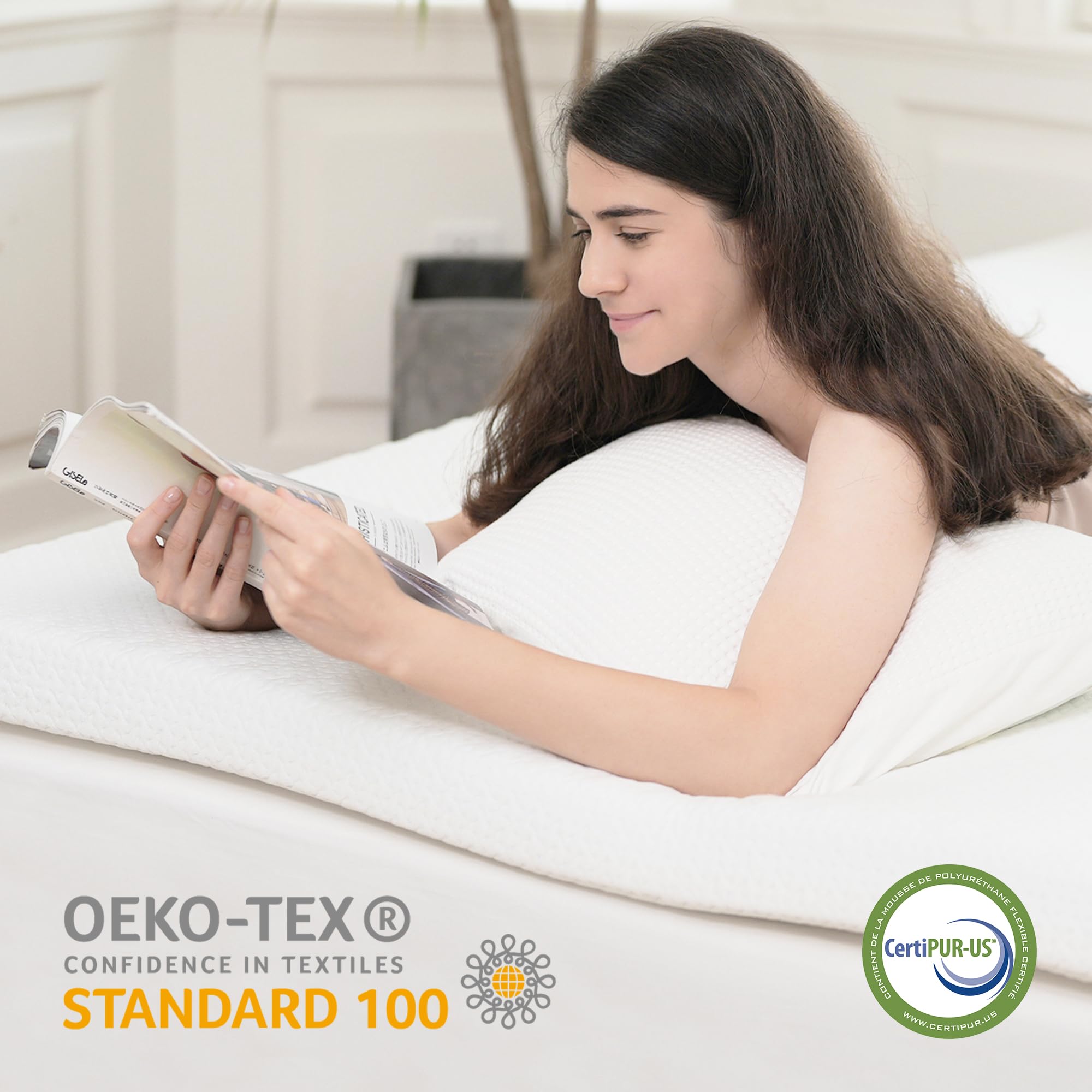 USPARK - Coprimaterasso super king spesso 10 cm, in memory foam e strato in carbone di bambù per comfort e supporto, rivestimento rimovibile in fibra di bambù con base antiscivolo (super king, 180 x