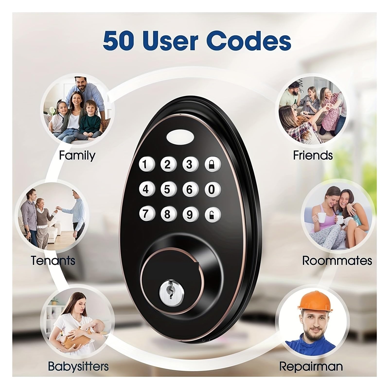 Smart Lock, Fingerprint Lock. Keyless Entry Door Lock, Smart Door Lock With Keypad, Smart Deadbolt, Auto Lock, 50 User Codes, Easy Installation