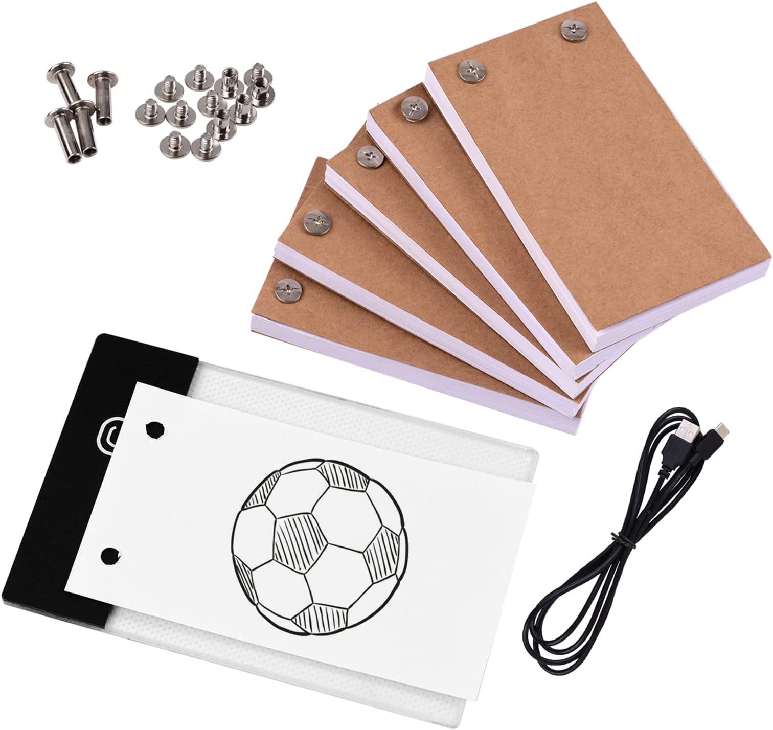 COMTEX Flipbook kit Drawing Paper, LED Light Box with 300 Sheets, Acrylic Material, USB Powered, Daylight Color, Ideal for Drawing, Tracing, Animation, Sketching, Cartoon Creation
