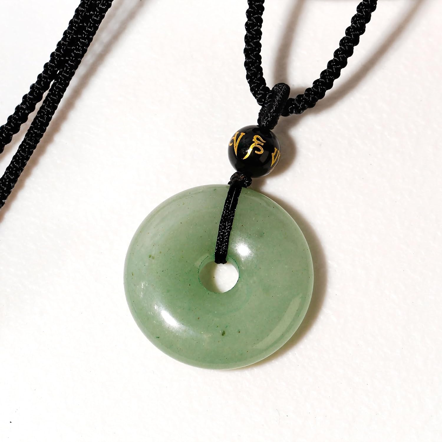 Feng Shui Green Aventurine Donut Circle Pendant Necklace Protection and Prosperity Necklaces for Women Men Positive Energy Unisex Adjustable - Image 3