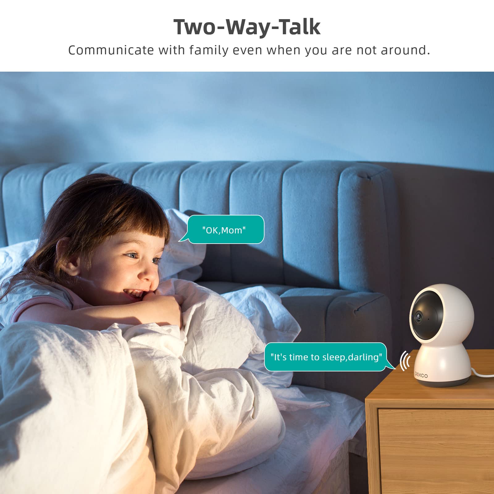 Caméra Surveillance WiFi Intérieure 2K 3MP - Détection Mouvement, Suivi, Audio - Compatible Alexa