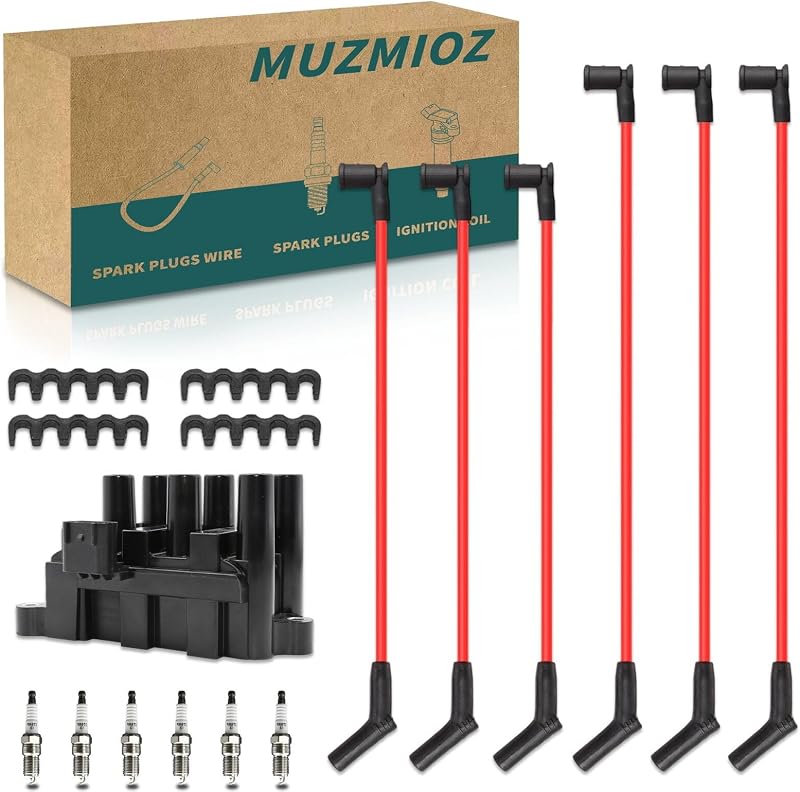 Kit de bobina de ignição MUZMIOZ FD498 com 6 velas de irídio e 6 cabos para Ford Ranger e Mazda B3000 3.0L V6 – Conjunto com 13 peças