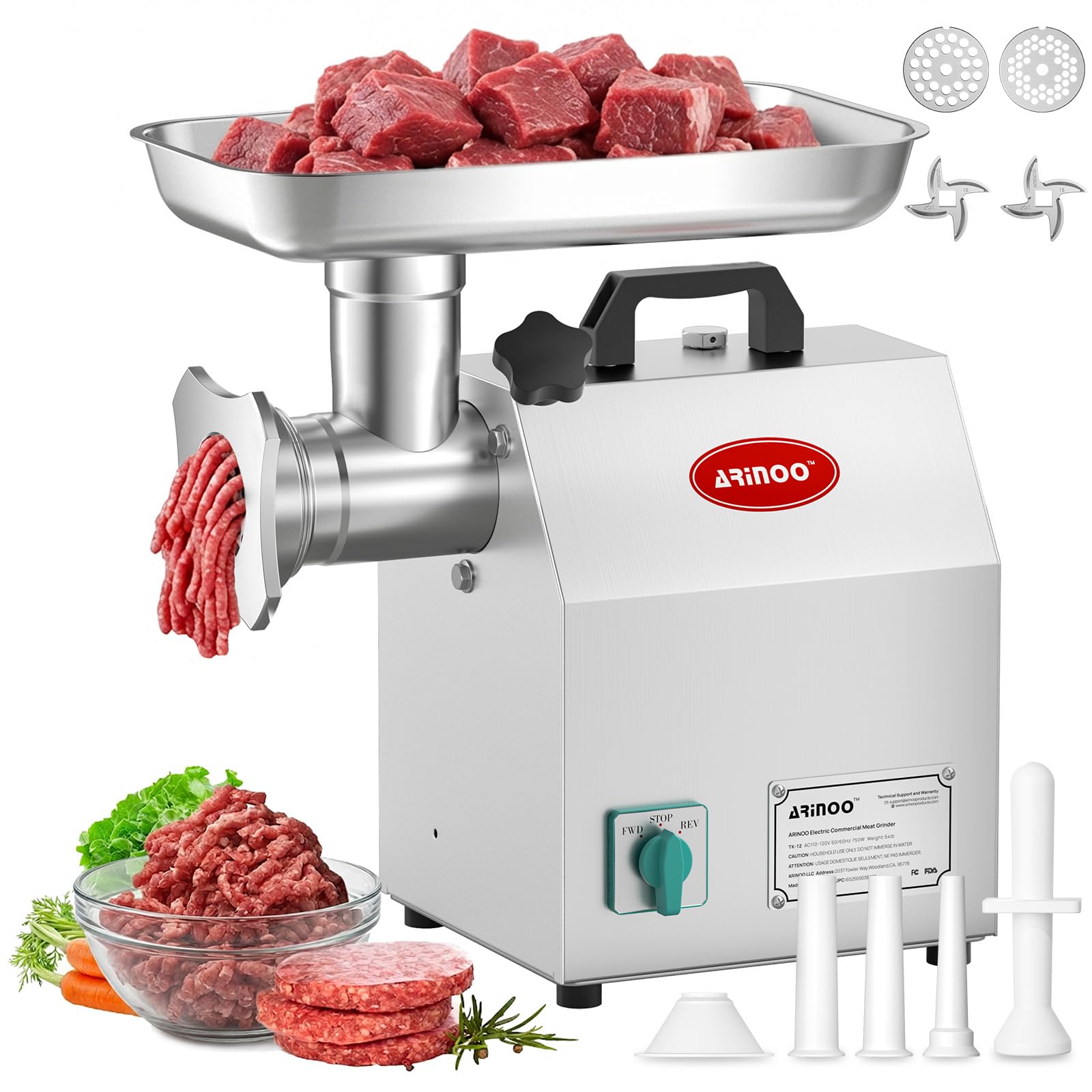 Amazon.com: ARINOO #12 Commercial Meat Grinder,1.0HP Professional