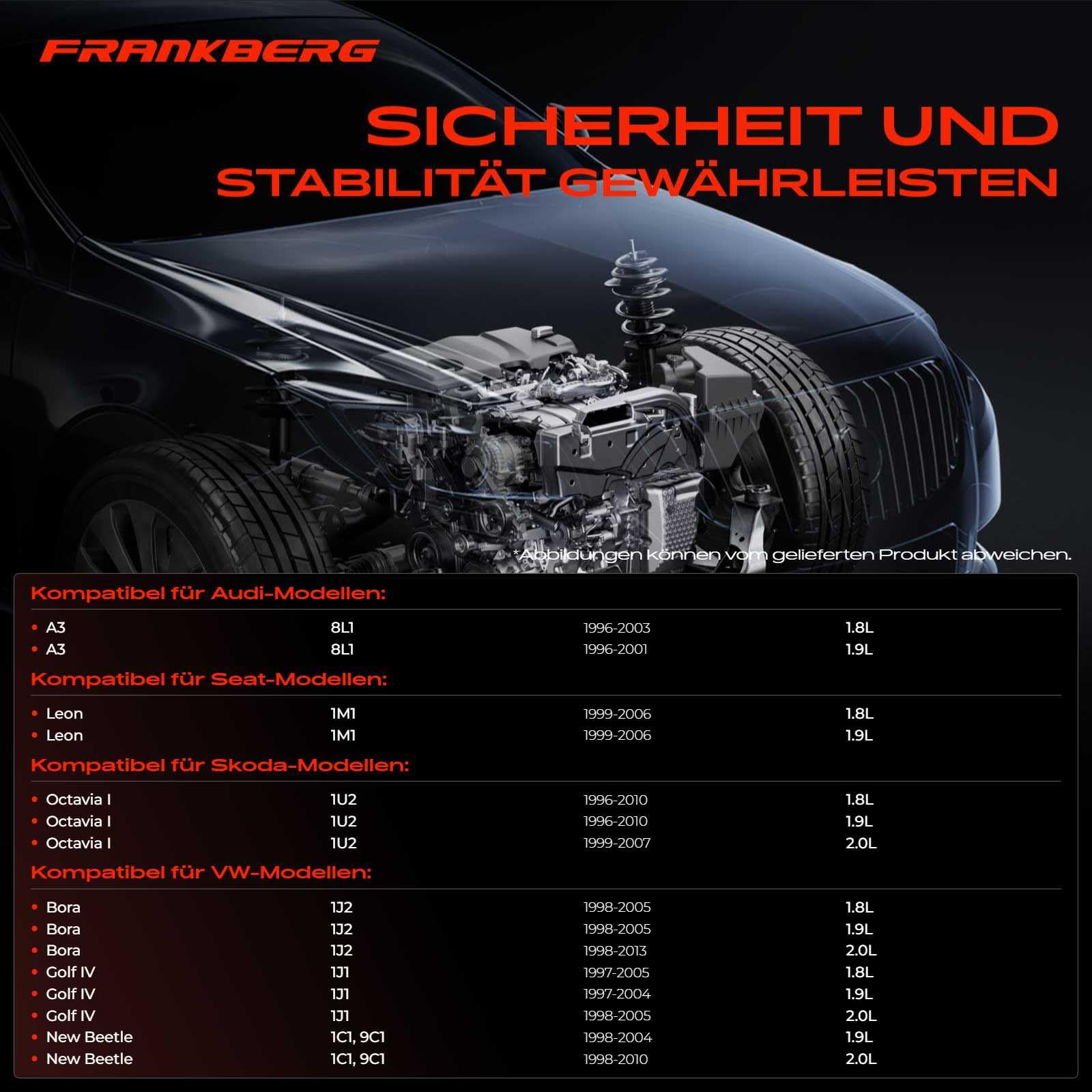 Frankberg 1x Vorne Rechts Motorlager + 1x Schaltgetriebe Getriebelager Kompatibel mit A3 8L1 1.8T qua.ttro 1.8T 1.8 1.9TDI 1996-2003 Leon 1M1 1.8 20V 1.9TDi 1999-2006 Replace# 1J0199262BF