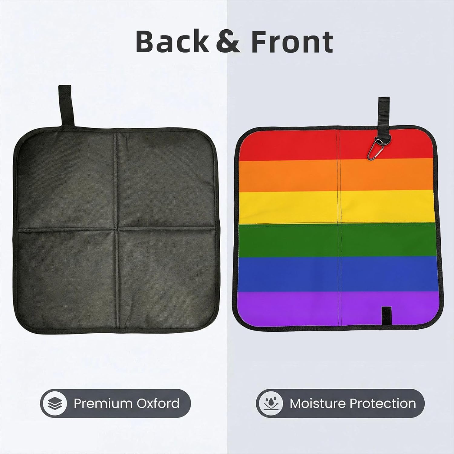 (Rainbow Flag) Sitting Pad Foldable Seat Cushion Lightweight Camping Seat Mat with Hook for Outdoor Hiking Picnic Camping