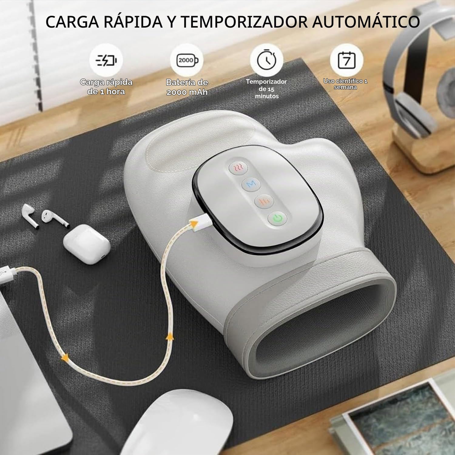 Maquina de Masaje y Calor para Las Manos Que Sirve para la Artrosis, Masajeador de Manos y Dedos Tunel Carpiano Muñecas, Masajeador de Mano Electrico Compresión De Air-Bag 5 Niveles de Masaje 3 Modos