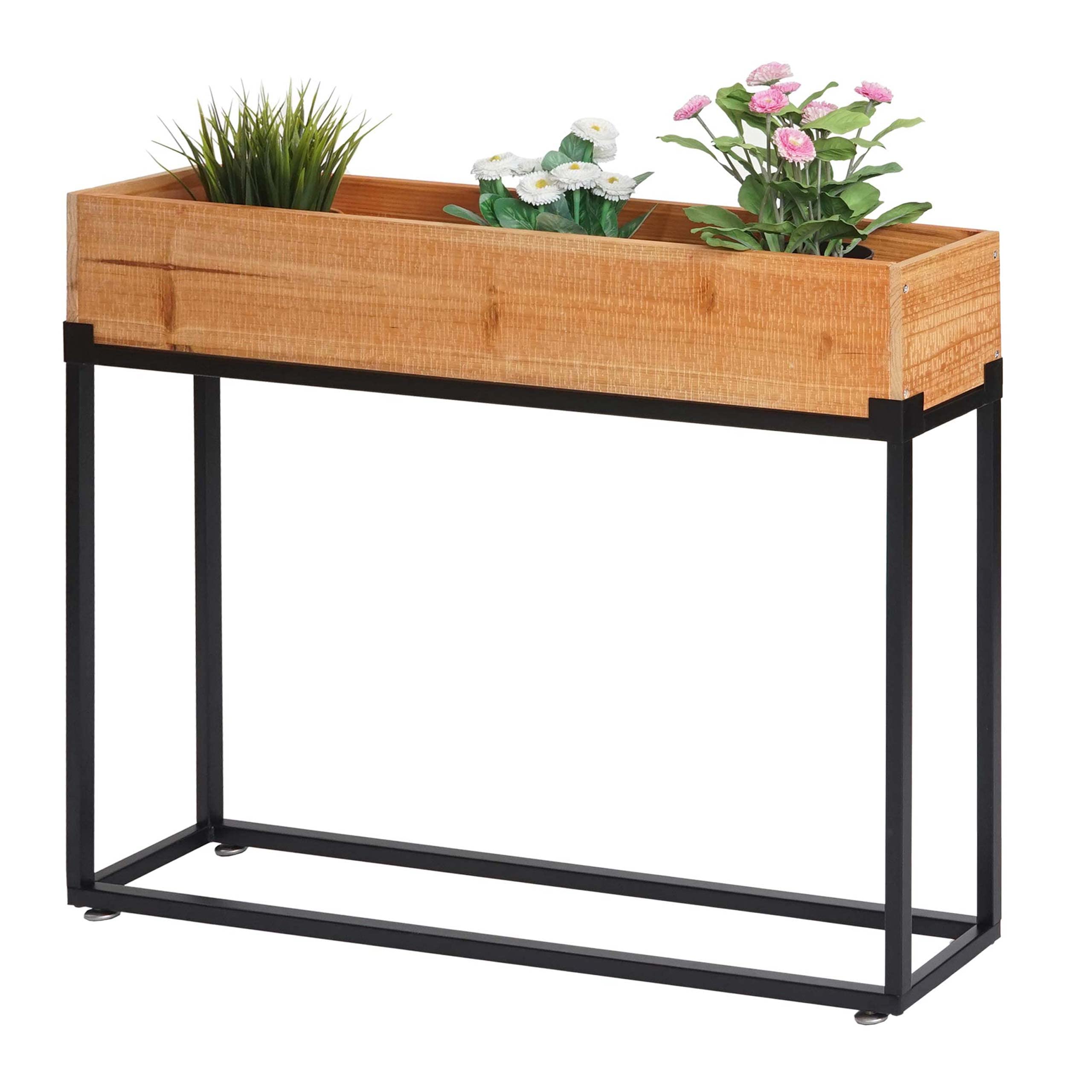 PROREGAL Hochbeet | HxBxT 62x80x16cm | Holz-Stahl | Gestell Schwarz | Pflanzkasten Blumenkasten Gemüsebeet