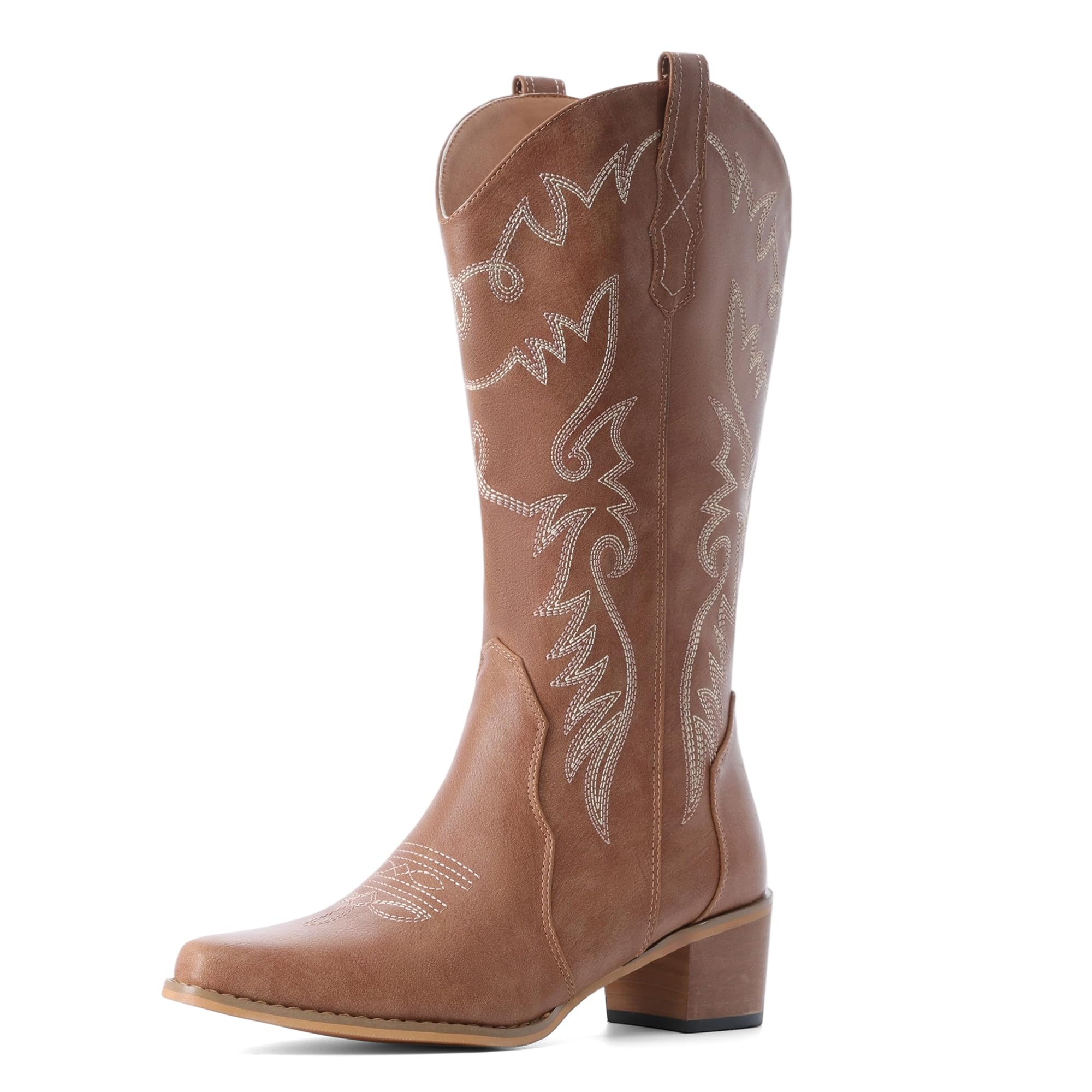 IXU Cowboy Boots Women Pointy Toe Women's Mid Calf Western Cowgirl Boots