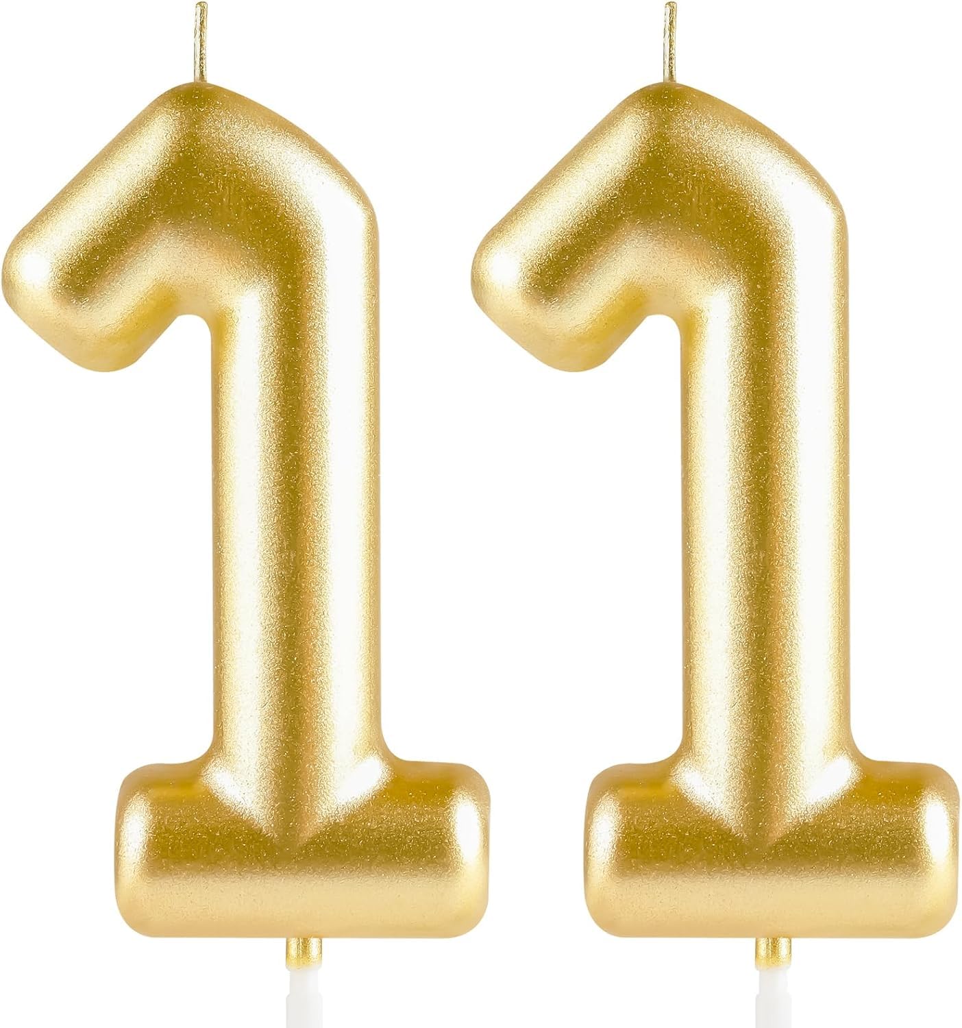 PartyToko 11th Birthday Candles Cake Number Candles Happy Birthday Cake Candles Topper Decoration for Birthday Wedding Anniversary Celebration Favor, 3.54 Inches Total Length(Gold)-image-29