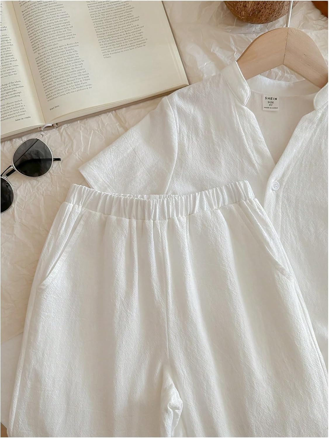 Verdusa Toddler Boy's 2 Piece Summer Outfits Short Sleeve Button Down Shirts and Pants Set - Image 4