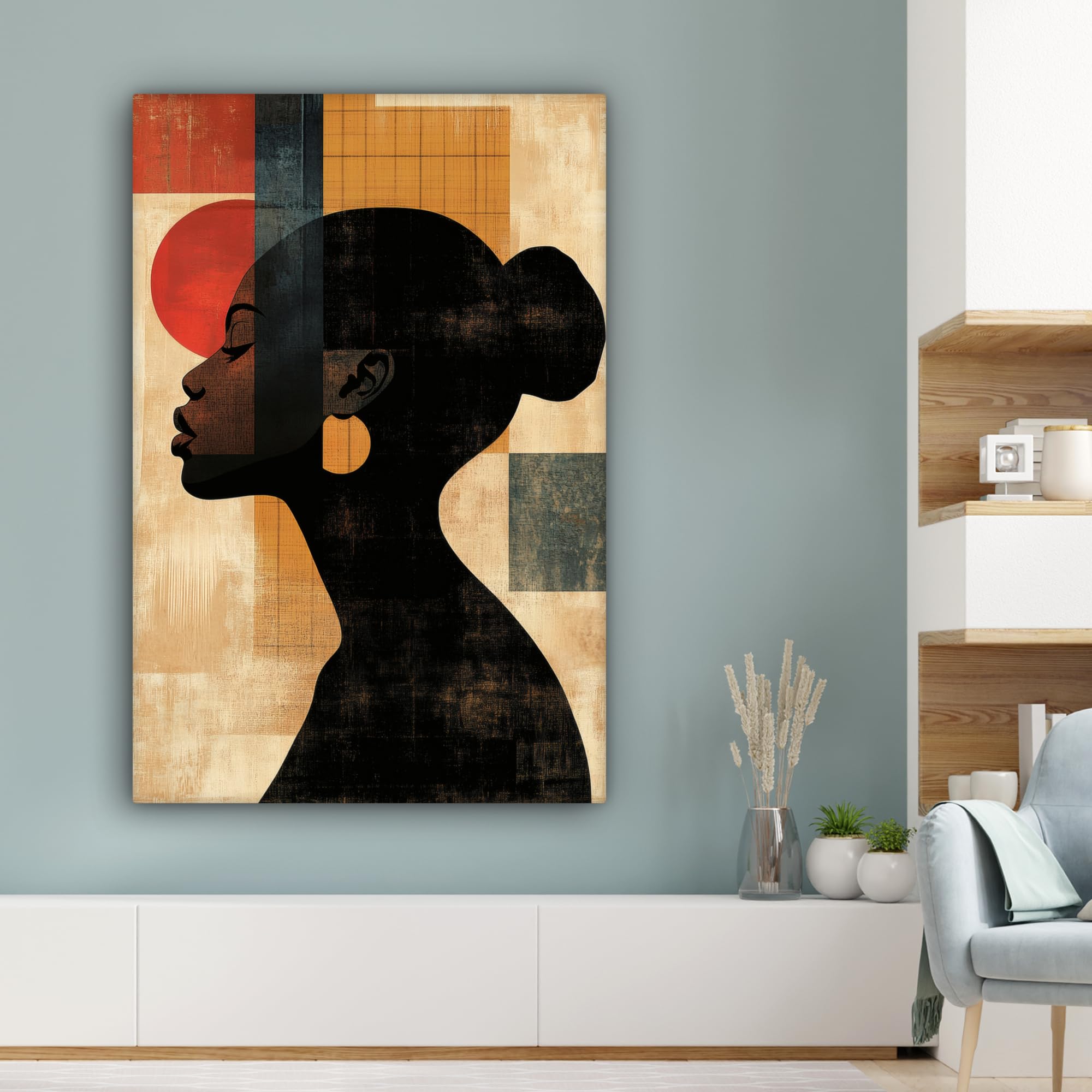MuchoWow© Quadri Moderni Soggiorno 80x120 cm Poster Da Parete Decorazioni Muro Salotto Quadro Grande Foto Con Cornice Stampe Su Tela Camera Da Letto Profilo - Donna - Forme