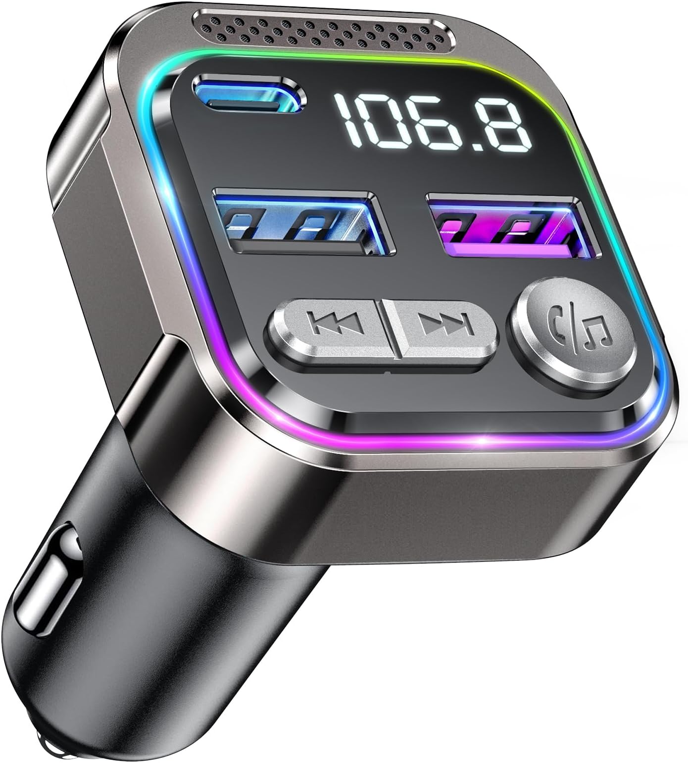 Bluetooth Car Adapter, Radio Receiver Audio FM Transmitter, Wireless Hands Free Phone Digital Kit, USB C QC PD 36W Fast Charger for 12V/24V Cigarette Lighter, U Disk MP3 Music Player Device