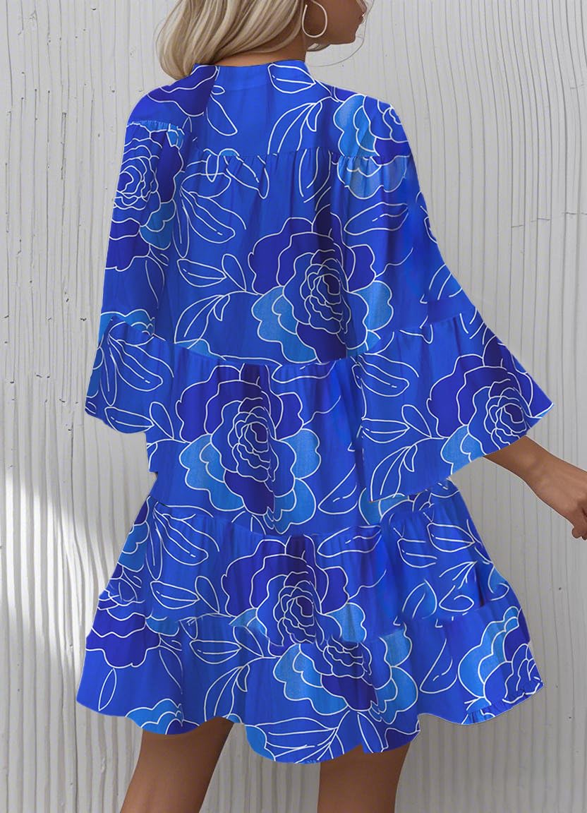A model wearing the Opemiby Summer Dress, showcasing its flowy, tiered boho design.