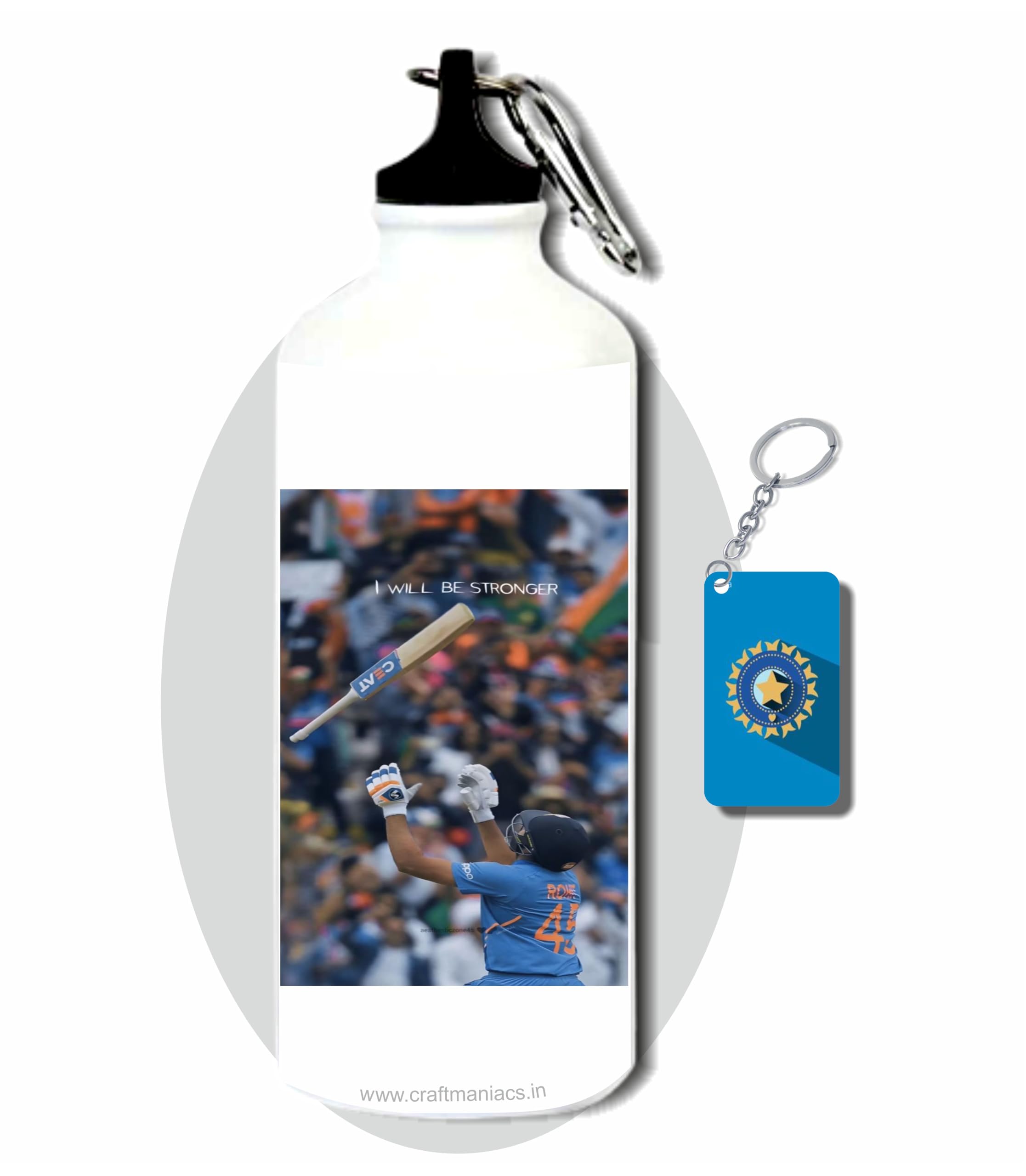 CRAFT MANIACS Rohit Sharma Mr Hitman 600 ML BPA & Lead Free Sipper Bottle & Cricket Keychain Best HD Print Sipper For Cricket Lovers-image-49
