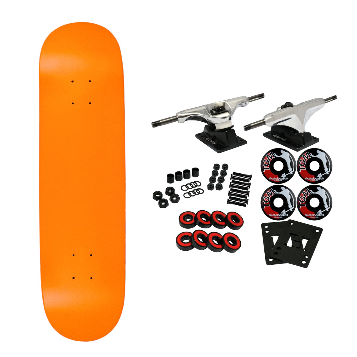 MooseComplete Skateboard Neon Orange 7.75" with Silver Trucks and Black Wheels