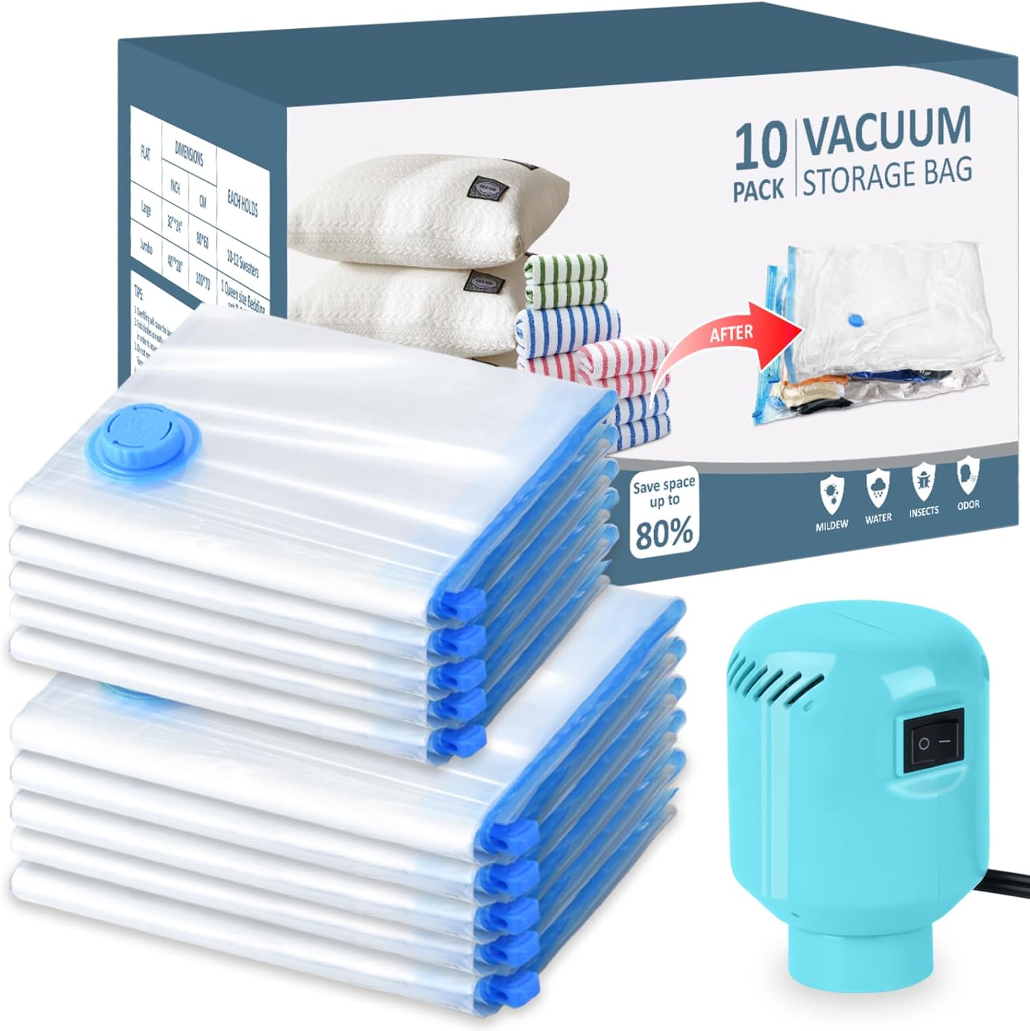 Morecoo Vacuum Seal Bags for Clothing,10 Pack Vacuum