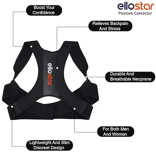 Miniatura 5 de ellostar Corrector de postura de espalda para mujeres y hombres enderezador lumbar de hombros y espalda mejora de la postura alivio del dolor grande