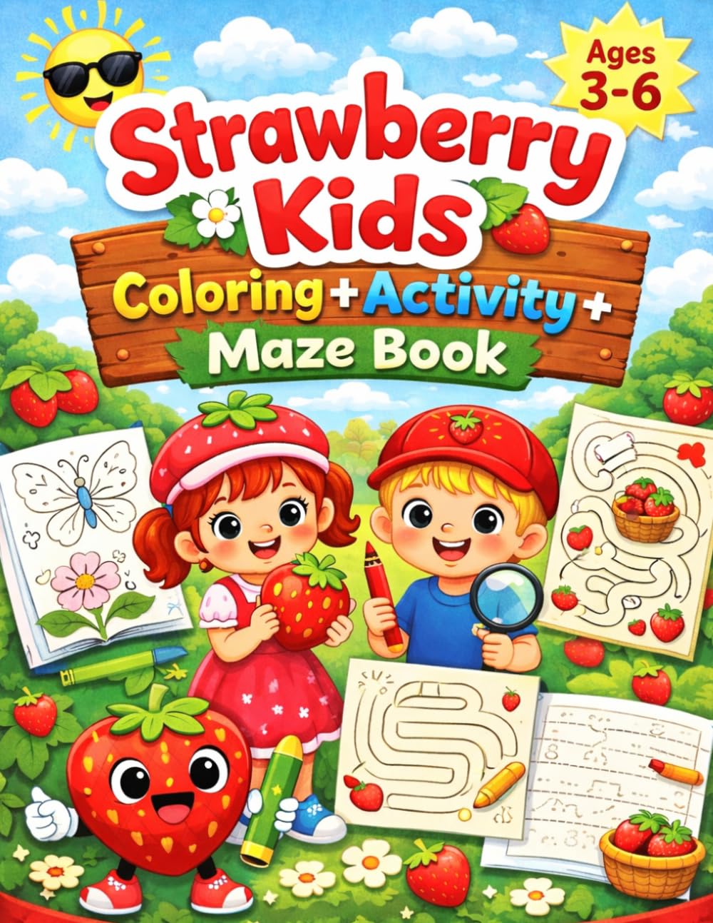 Strawberry Activity Book for Kids Ages 3–6: Coloring, Tracing, Mazes & Early Learning Workbook: Includes Alphabet Tracing, Number Practice, Mazes, ... Learning and Fine Motor Skills Development