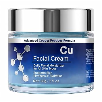 Cu Copper Peptide Face Cream, Peptides for Skin Firmness, Elasticity & Hydration, Daily Moisturizer with Cu, 60g