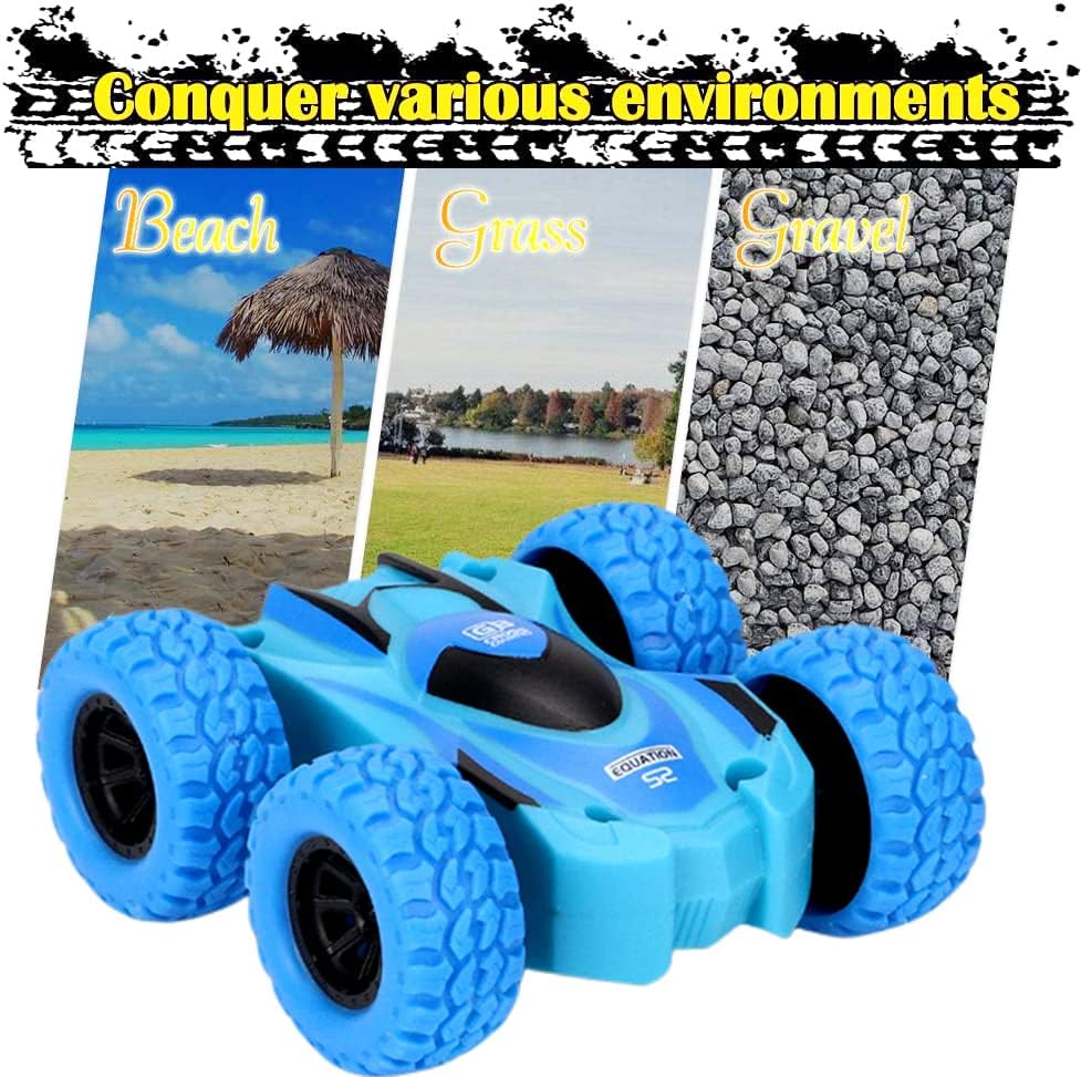 Yeefunjoy Monster Truck Spielzeugauto, 360 Grad Rotierende Trägheit Fahrzeug Spielzeugautos, Spielzeug Geschenk für Kinder Jungen Mädchen ab 3 4 5 6 7 8 9 10 Jahren (Blau)