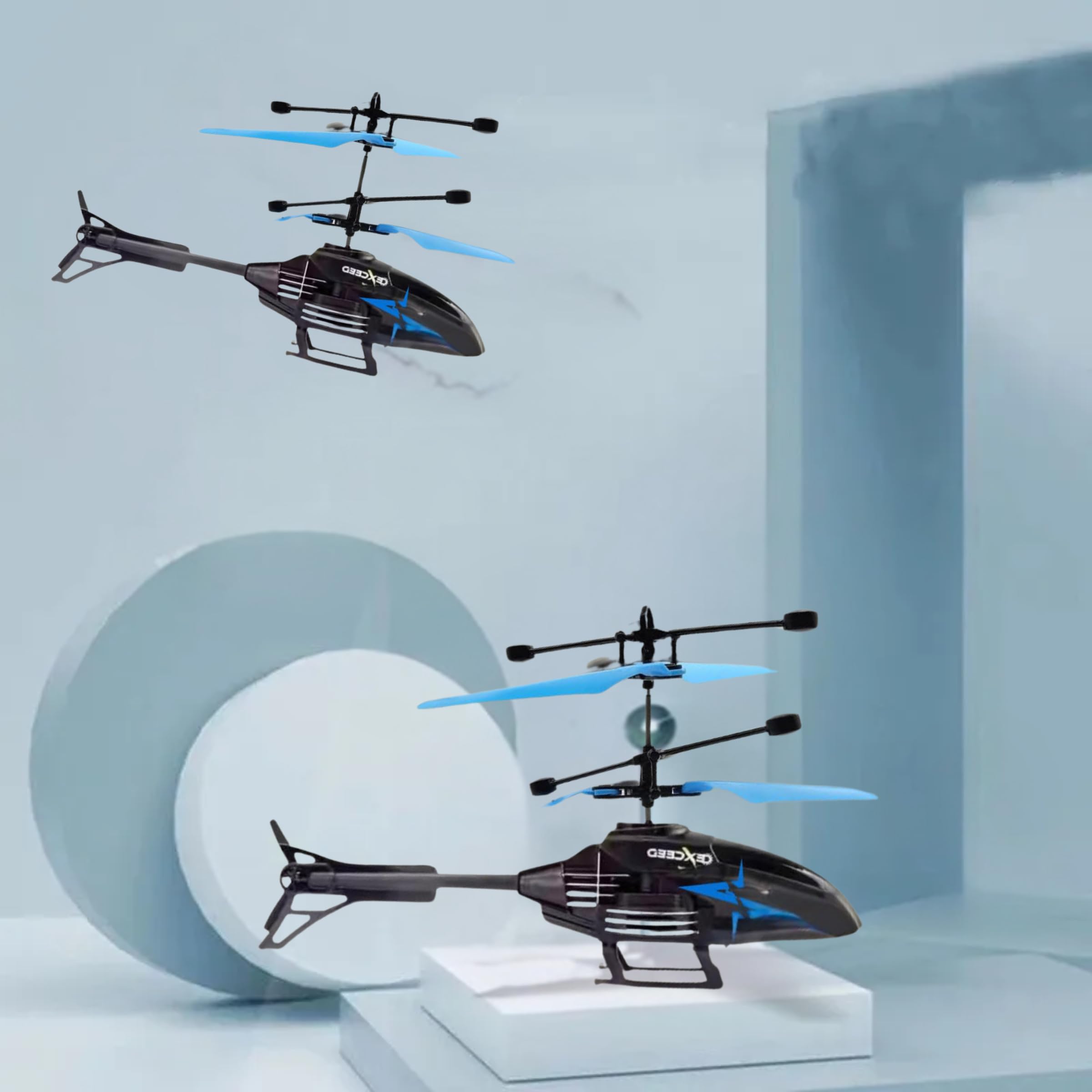VRIKRION Toy Flying Helicopteer,Remote Control Helicopteer for 6 + Years Boys Indoor and Outdoor Helicopter, Palm Sensing Helicopter with led Lights (Pack of 1) (Blackgreen)