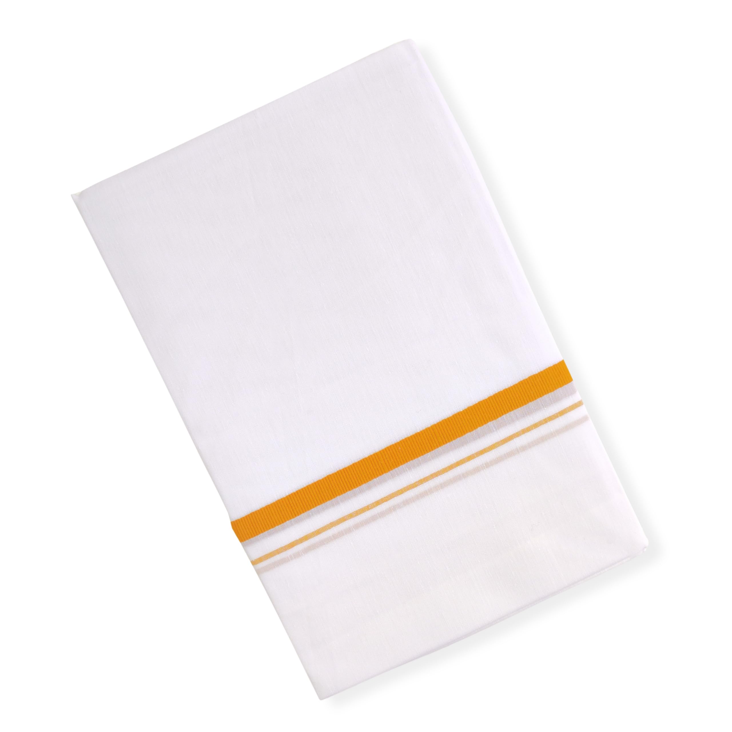 Velirson - Men's Plain Pure White 100% Cotton Dhoti With Color Border | 100% Color Fade Resistant | Size 2 Meters (White Dhoti)-image-5