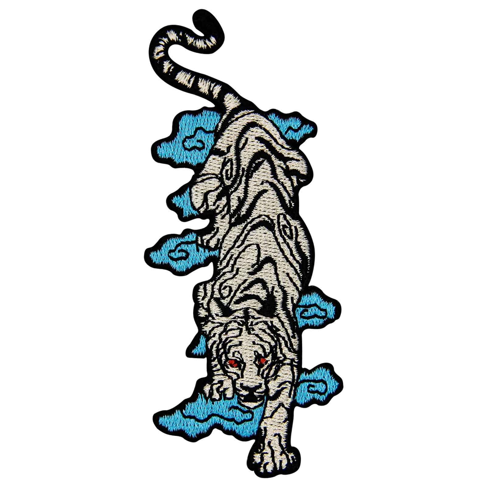 Zegin The Tiger Poised to Pounce Patch Embroidered Applique Badge Iron On Sew On Emblem
