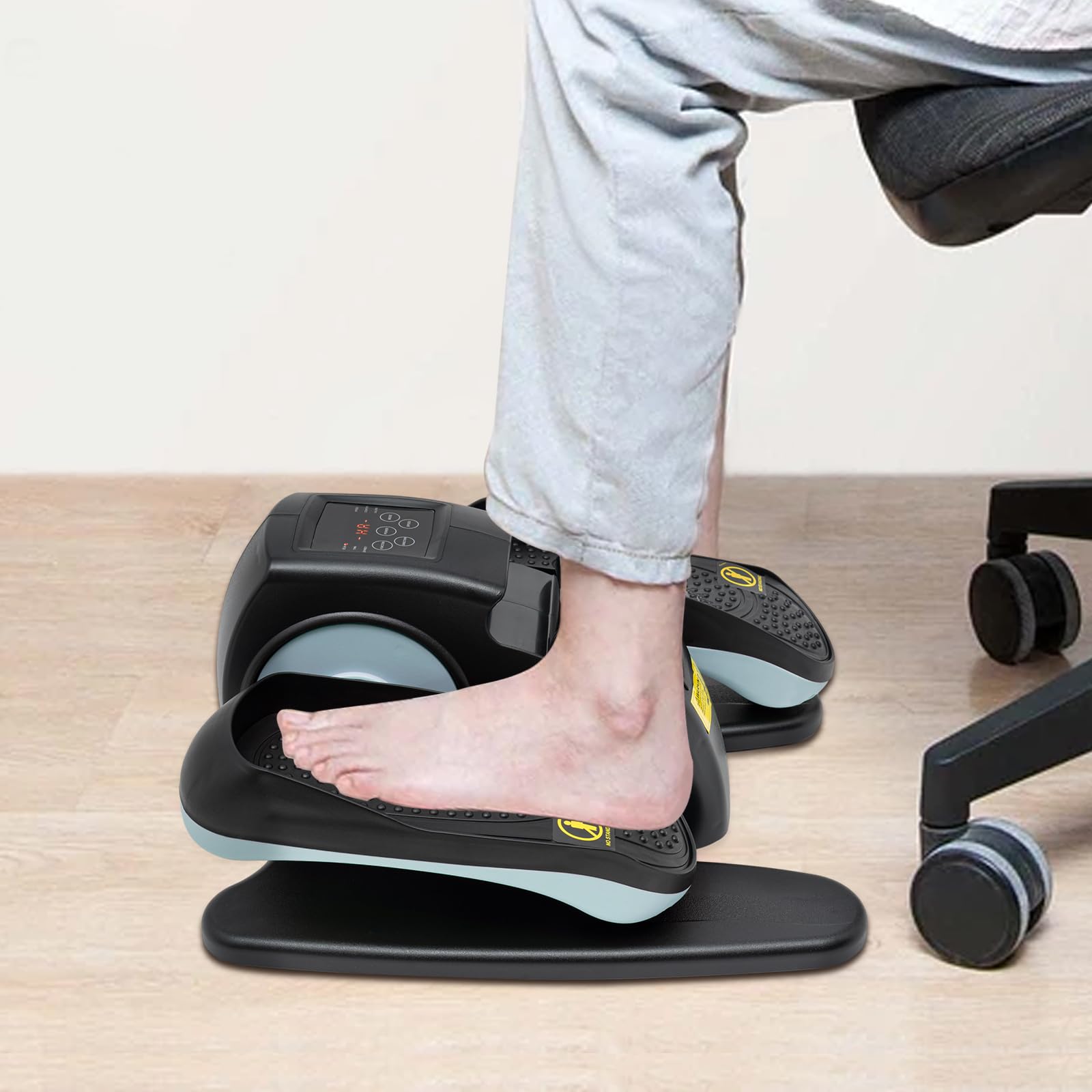 Entrenador motorizado elíptico bicicleta estática motorizada Mini eléctrica sentada, pedal de pierna y pie, dispositivo de ejercicio fitness para caminar rápido o lento a diario, color azul