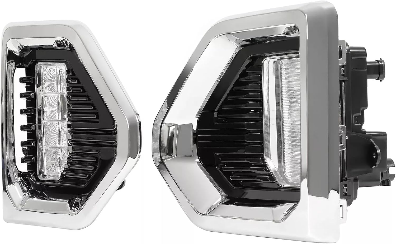 LED Fog Light Lamp W/Wiring ＆ Chrome Bezels Fit for 2019-2022 GGMMCC Sierra 1500 Denali