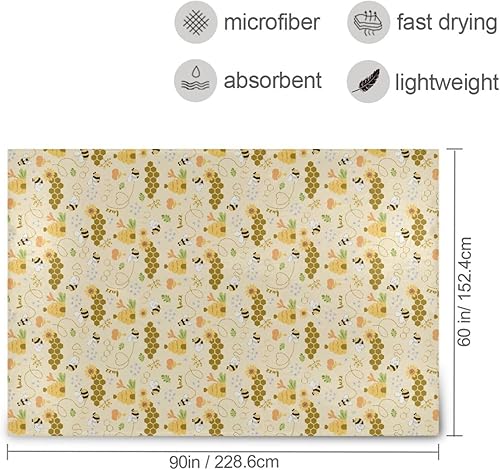 Miniatura 3 de KLL Sweet Honey Pattern Cute Bees Happy Flannel Fleece Blanket 60"x90" Microfiber Spring Blanket for Camping, Living Room, Living Room, Fall Cozy