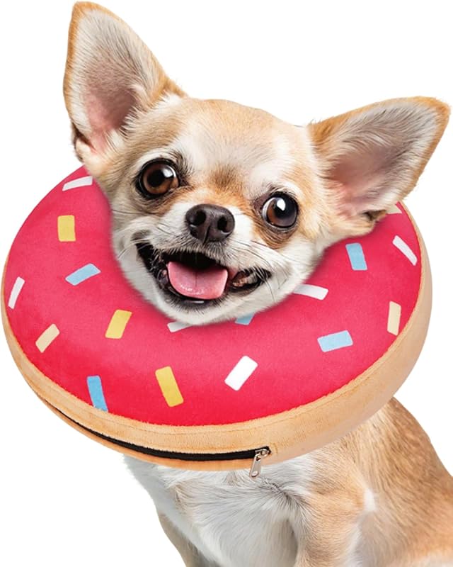 Colar Inflável Donut para Cães Pequenos Didopet Raspberry E0119 – Tamanho S