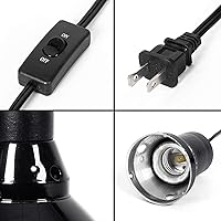 Vista 4 de REPTI ZOO Lámpara de reptil de 8.5 pulgadas 200 W, base E26 2 en 1 con enchufe de cerámica extraíble con interruptor de palanca de encendido