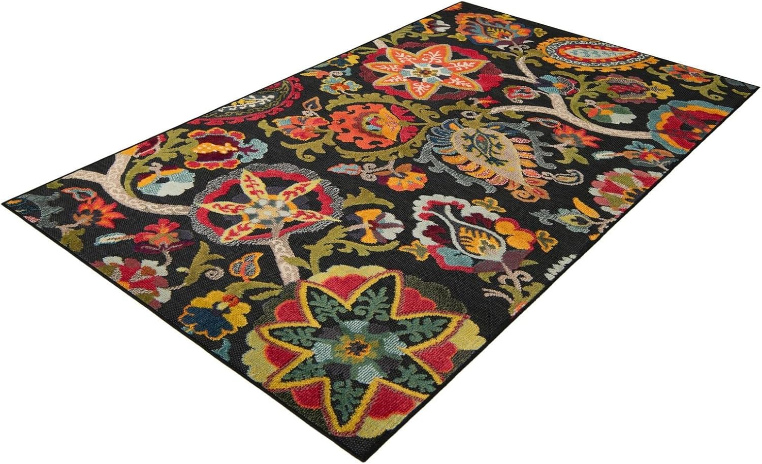 Rugs.com Outdoor Casablanca Collection Rug – 5x8 Multi Black Low-Pile Rug Perfect for Bedrooms, Dining Rooms, Living Rooms