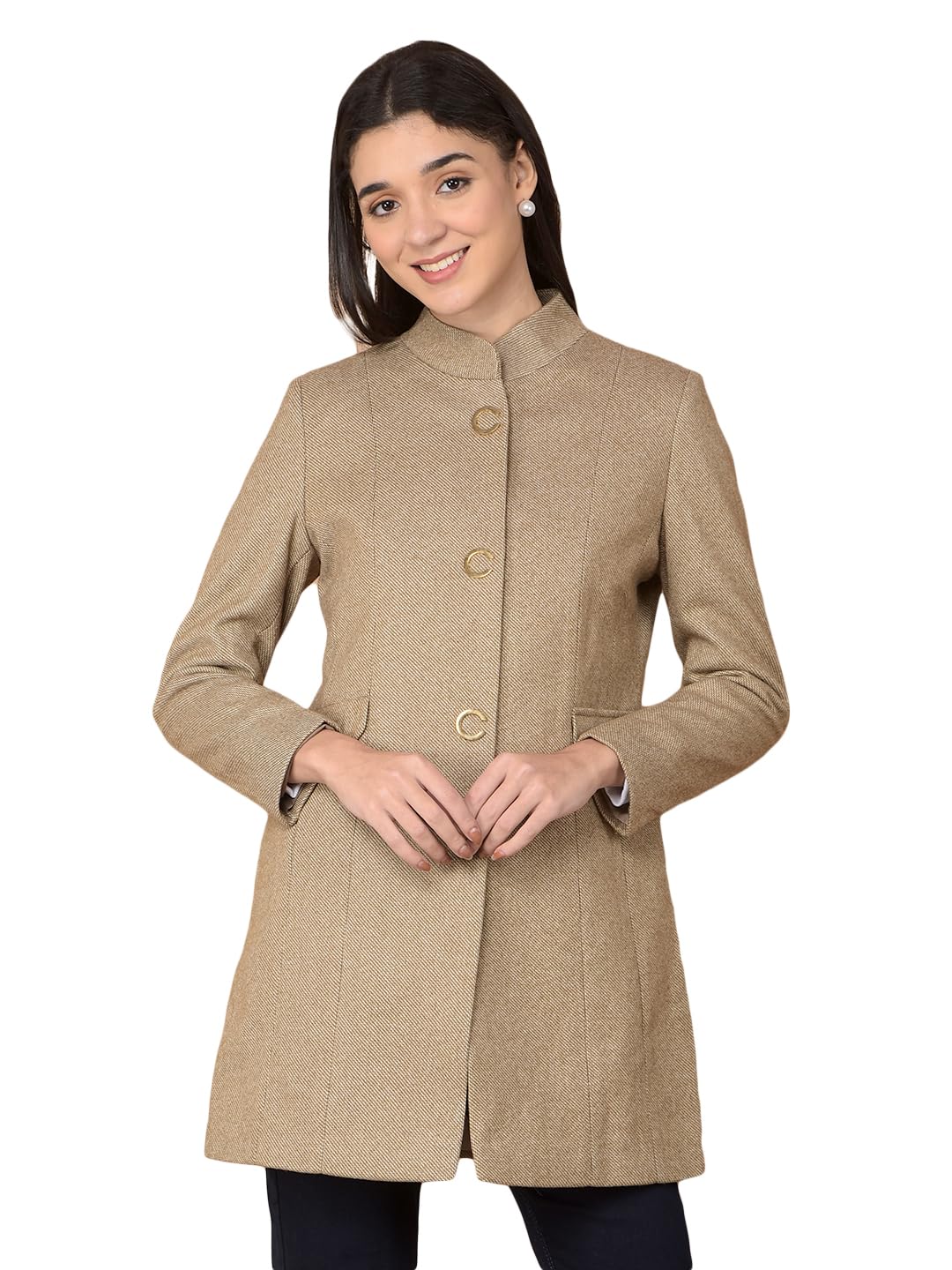 crimsoune club Women's Brown Mid-Thigh Length Overcoat-picture-27